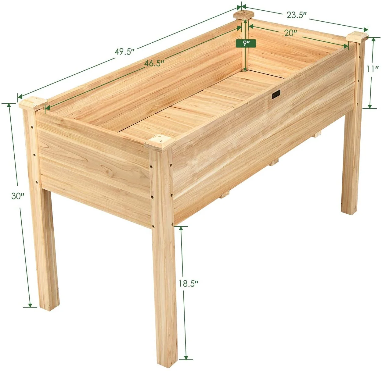 Raised Garden Bed Kit Elevated Planter Box for Vegetables Fruits Herb Grow, Heavy Duty Natural Cedar Wood Frame Gardening Planting Bed for Deck Patio Yard, 49.5