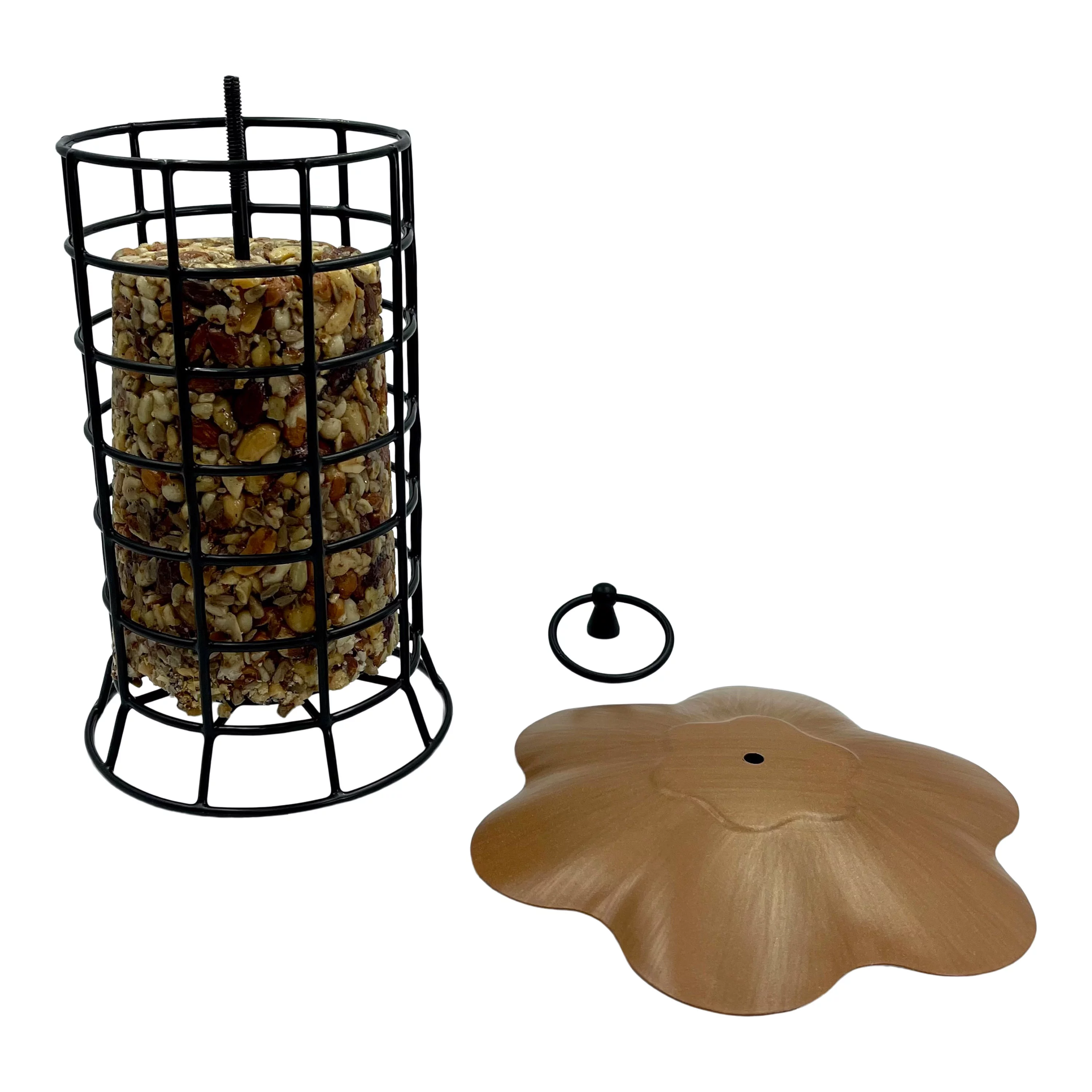 Songbird Essentials Suet Feeder Hanging Metal Bird Feeder for Suet Logs, 1 Log Capacity Copper