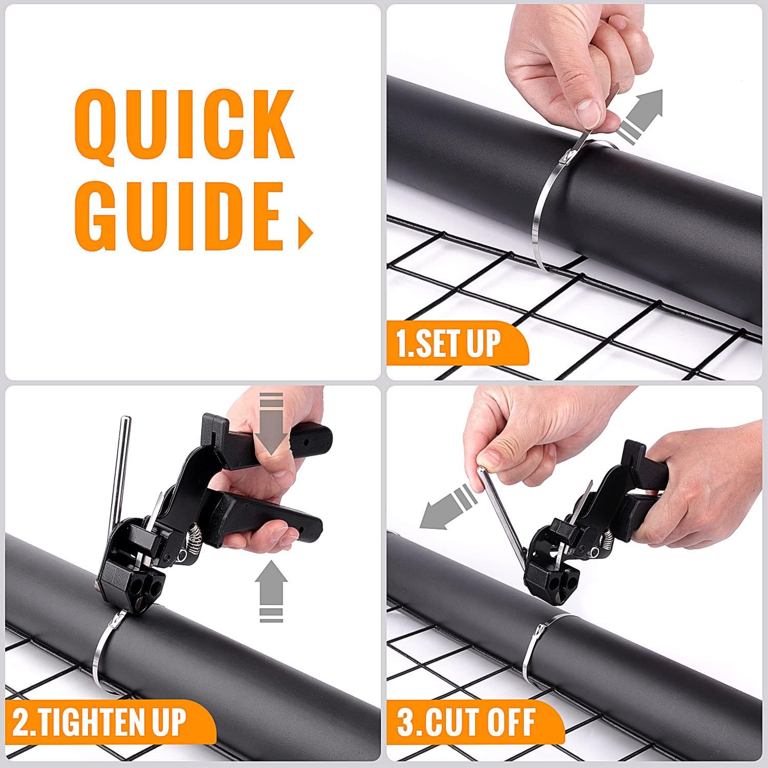 Stainless Steel Cable Tie Gun, Special Tool For Fastening And Cutting Metal Cable Ties, With 150pcs 11.8in Uv Resistant Stainless Steel Cable Ties For Fence Exhaust Pipe Outdoor.