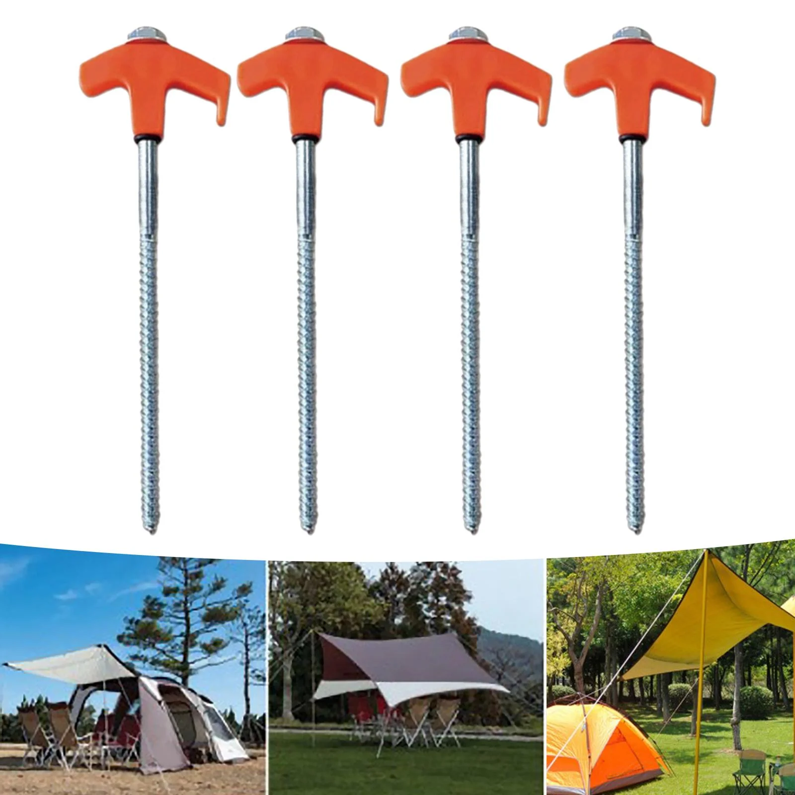 GARENDE 4Pcs Tent Stakes Camping Stakes Multifunctional Accessories Ground Anchors Tent Orange