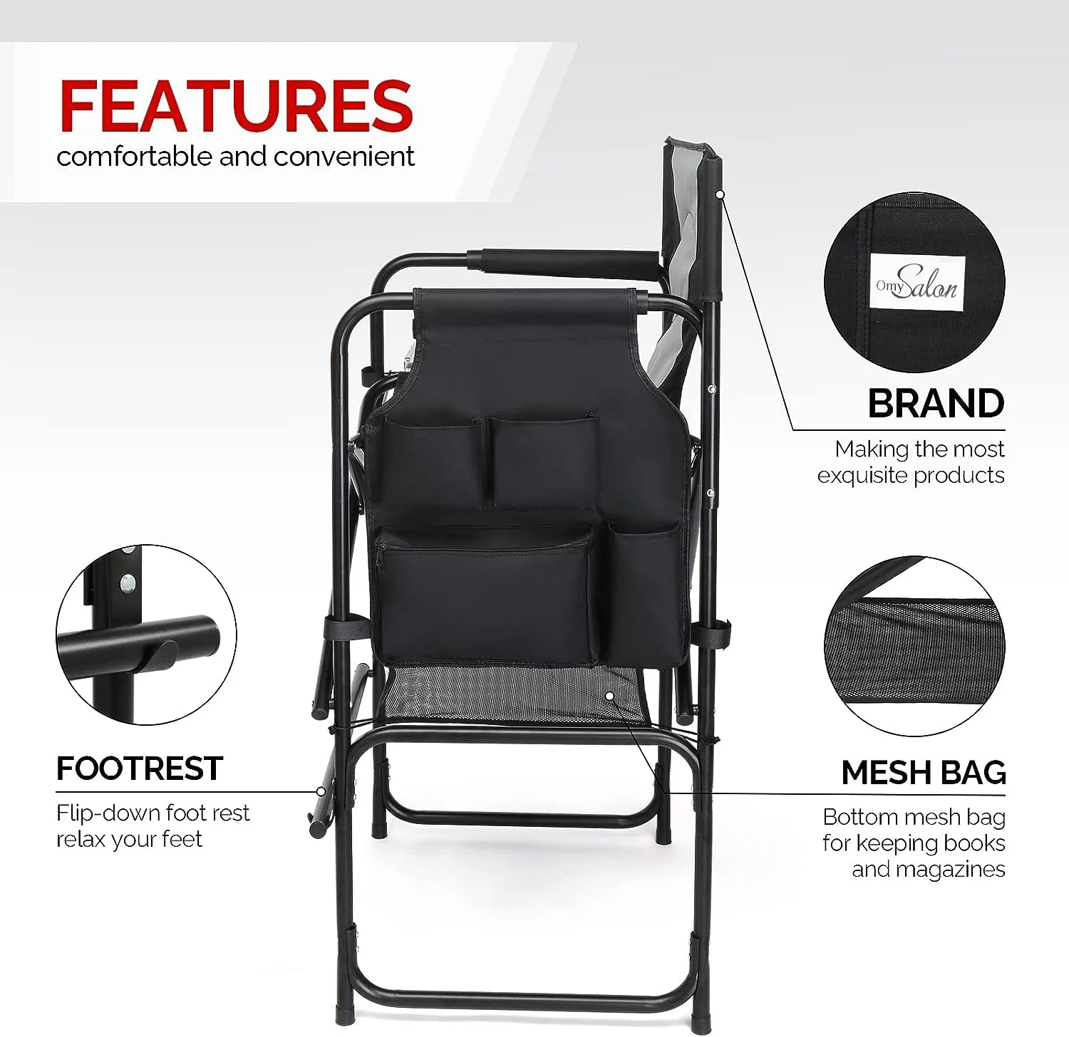 YPNLZQ 26" Tall Directors Camping Chair Folding with  Portable    Height  Aluminum Frame 300 lbs Capacity