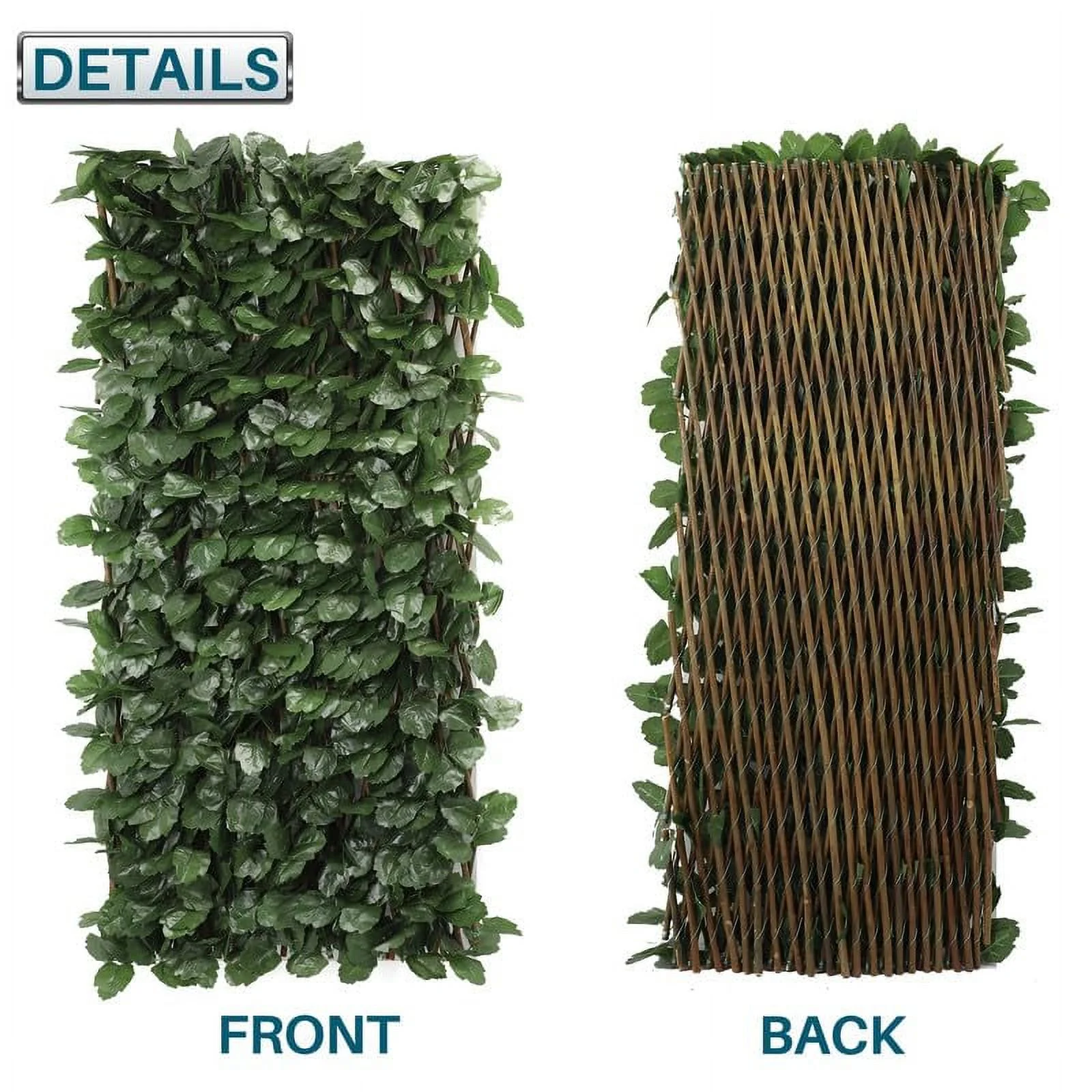 Coarbor 1 Pack Artificial Leaf Ivy Expandable Privacy Fence Screen Grass Wall Stretchable Fencing for Deck Balcony Patio Porch Trellis Decor- Single Side Leaves