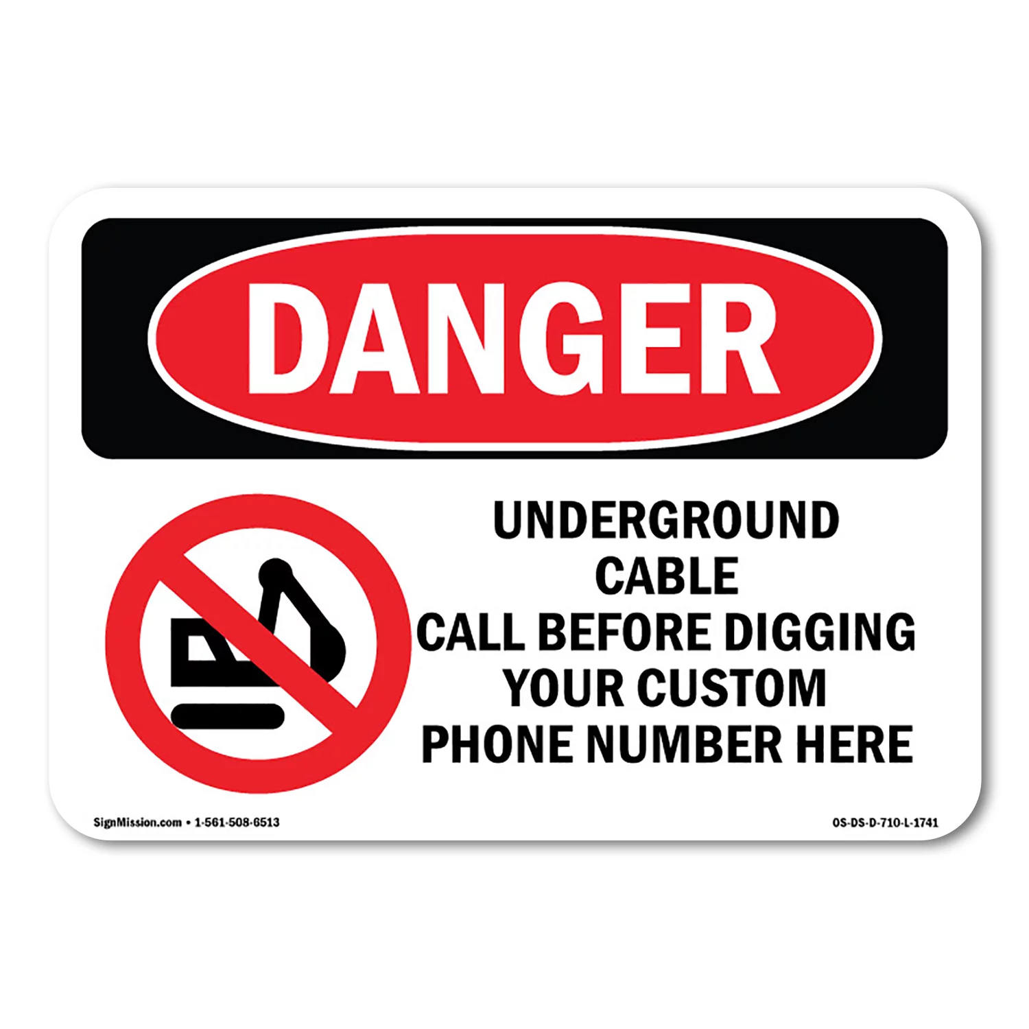 OSHA Danger Sign - Underground Cable Call Custom | Plastic Sign | Protect Your Business, Construction Site, Warehouse & Shop Area |  Made in The USA