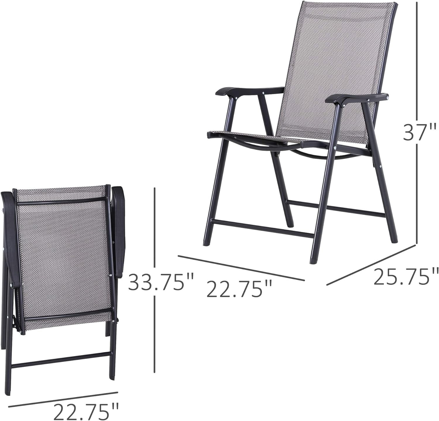 Folding Outdoor Patio Chairs Set of 2 Stackable Portable for Deck, Garden, Camping and Travel