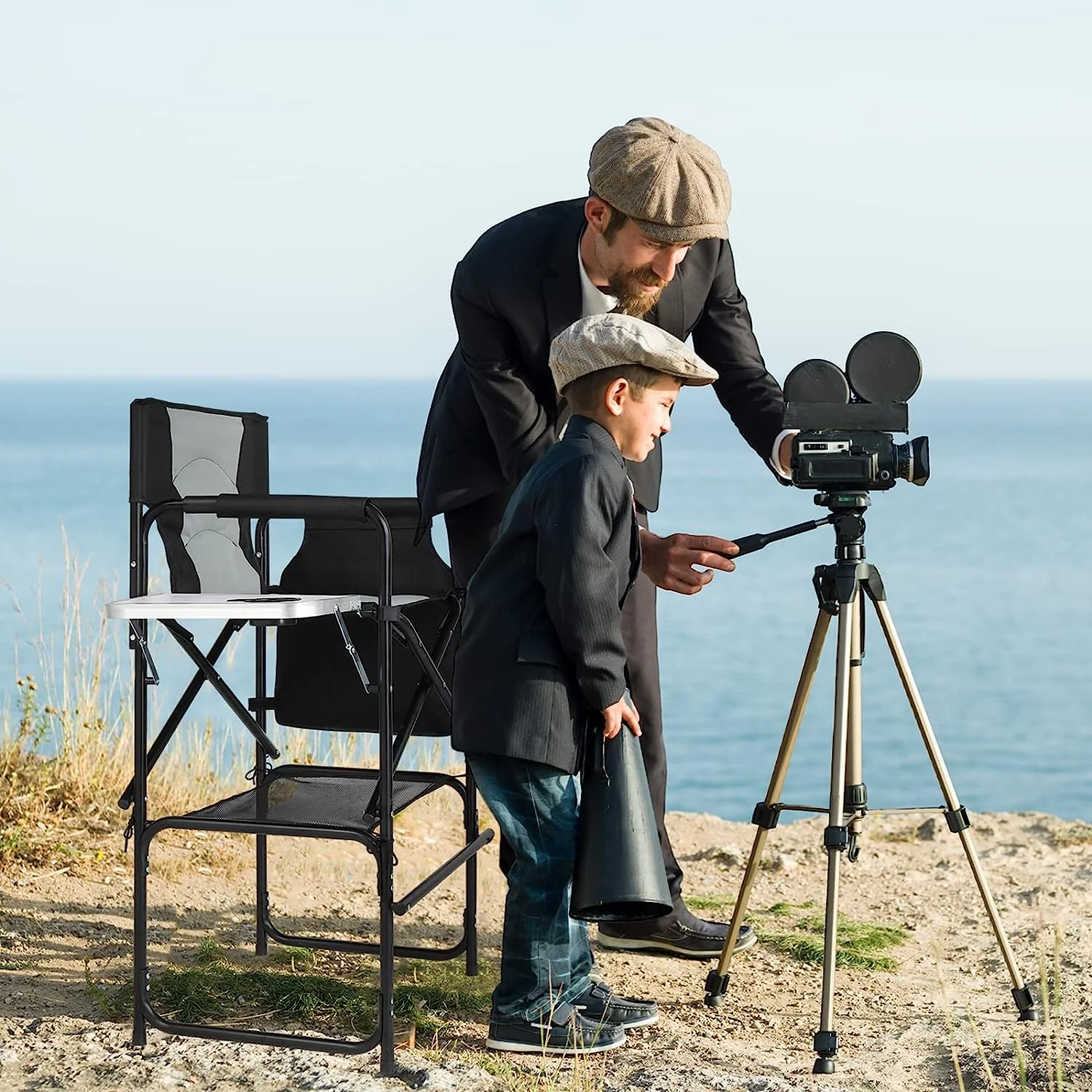 YPNLZQ 26" Tall Directors Camping Chair Folding with  Portable    Height  Aluminum Frame 300 lbs Capacity