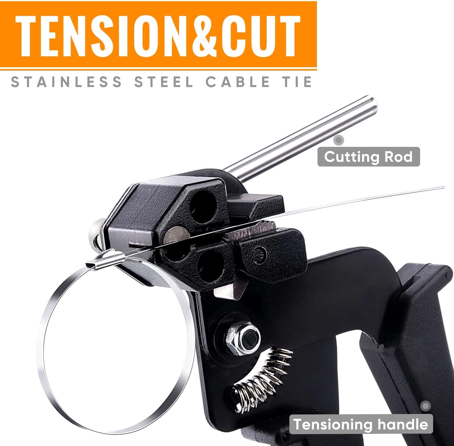 Stainless Steel Cable Tie Gun, Special Tool For Fastening And Cutting Metal Cable Ties, With 150pcs 11.8in Uv Resistant Stainless Steel Cable Ties For Fence Exhaust Pipe Outdoor.