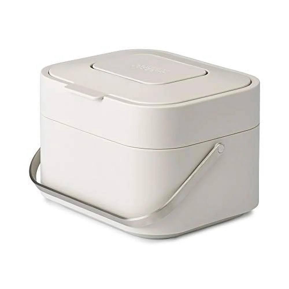 Joseph Joseph 30015 Intelligent Waste Compost Bin Food Waste Caddy with Odor Filter and Ventilation, 1 gallon / 4 liters, Stone