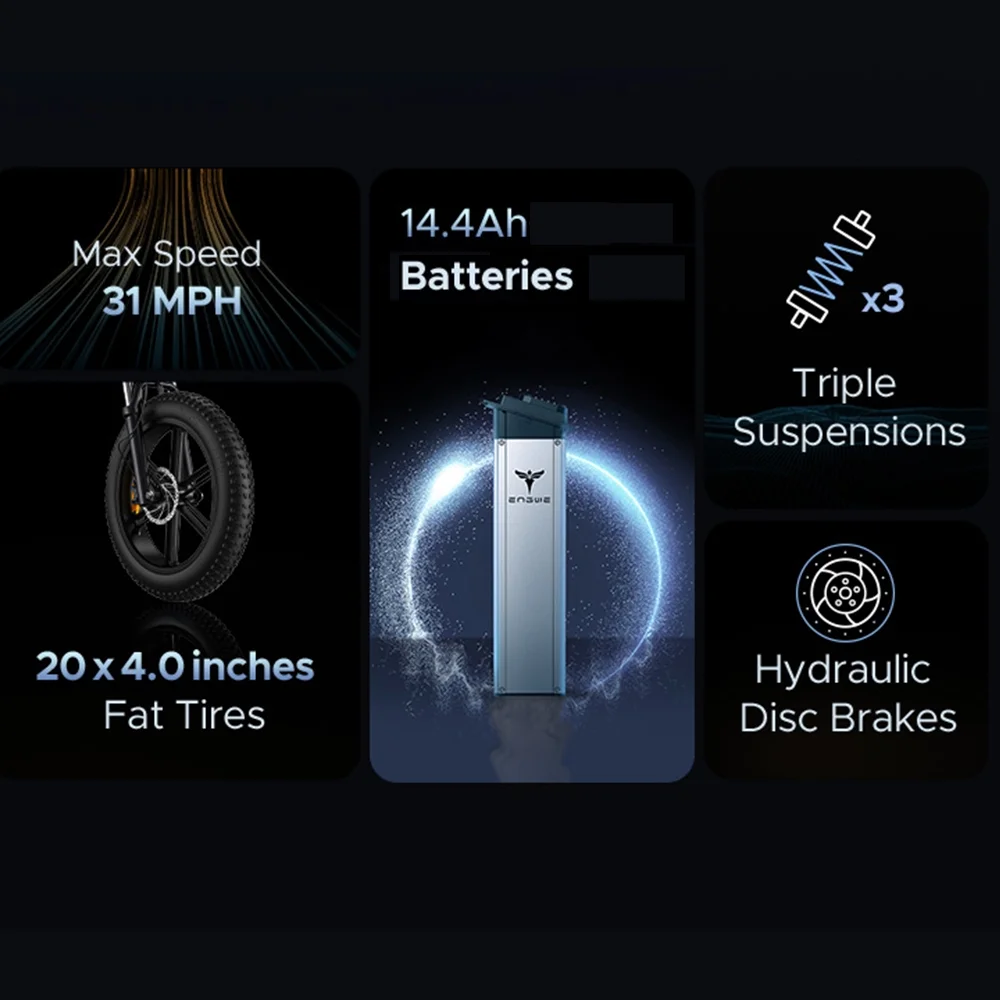 ENGWE Electric Bike,1000w 48v 14.4ah All-terrain Bike 1000w Ebike 20in All-terrain Woman/man E-bike With 48v 14.4ah 8 E-bike With Mobile With Mobile /40mi Speed Woman/man E-bike 8 Speed Woman/man