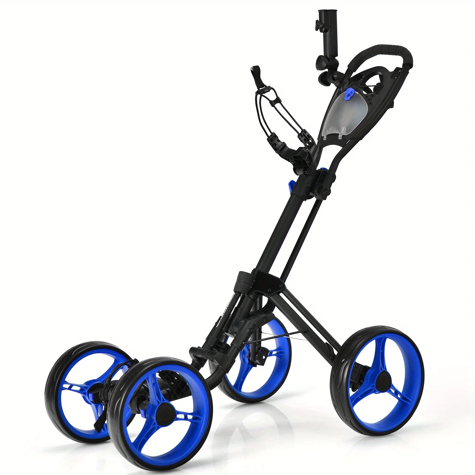 DFSDFGF32 Folding 4 Wheels Golf Push Cart W/Brake Scoreboard Adjustable Handle Blue