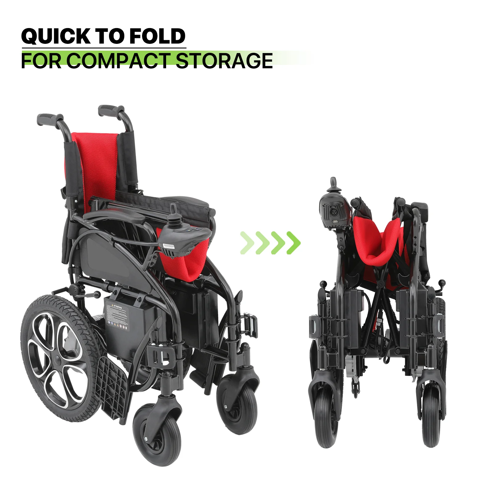 Magshion Electric Wheelchair for Adults Intelligent Power Wheelchairs Foldable w/Manual Brake, 12 Miles Long Travel Range, Red