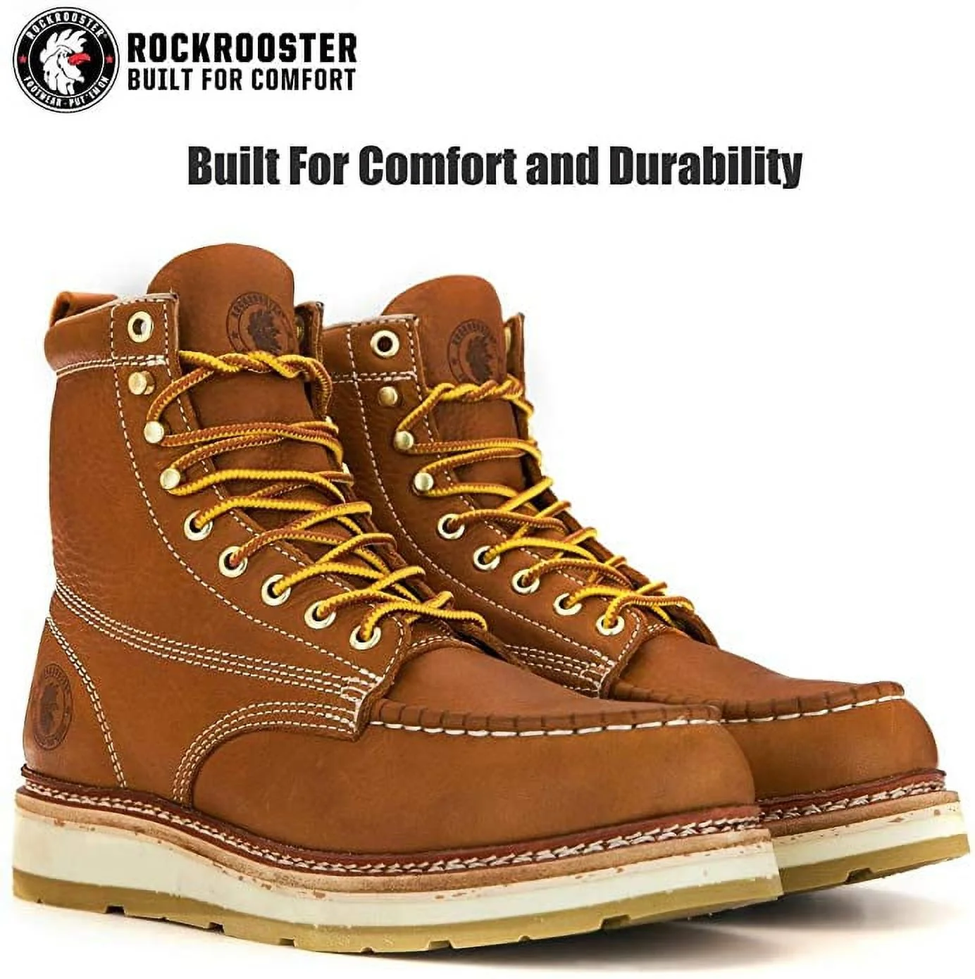 ROCKROOSTER Men's Comfortable Work Boots Norwood Non-Slip XWide Casual Shoes, Oil Resistant water resistant TPU outsole Steel shank Poron XRD, Coolmax, ASTM F2892-18 EH, Anti-Fatigue 7