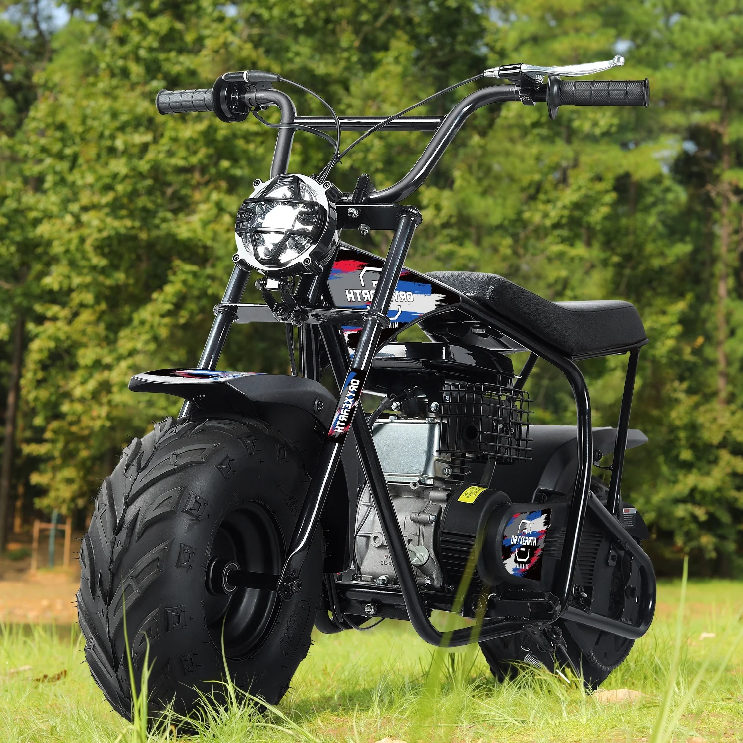 Oryxearth Gas Powered Mini Dirt Bike with Headlight, 105CC 4-Stroke Off-Road Motorcycle, Up to 24 Mph, Racing Blue