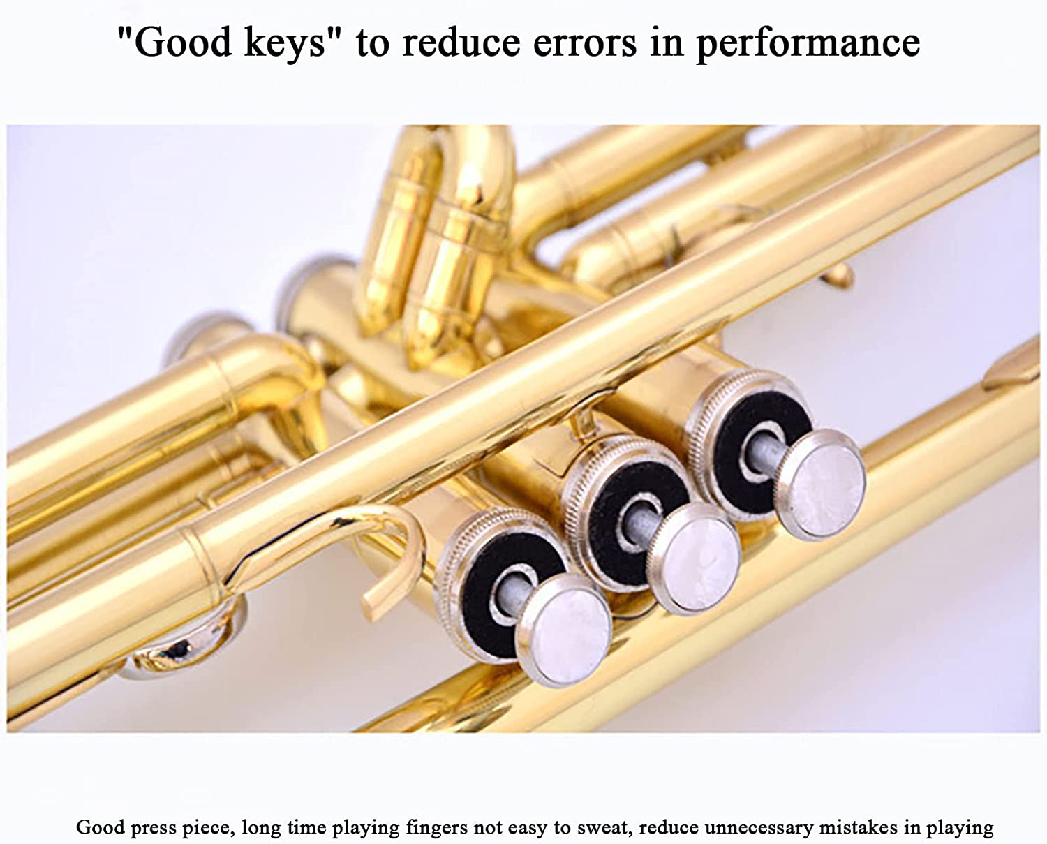 Bb Standard Trumpet Set for Beginner, Brass Student Trumpet Instrument with Hard Case, Cleaning Kit (B)