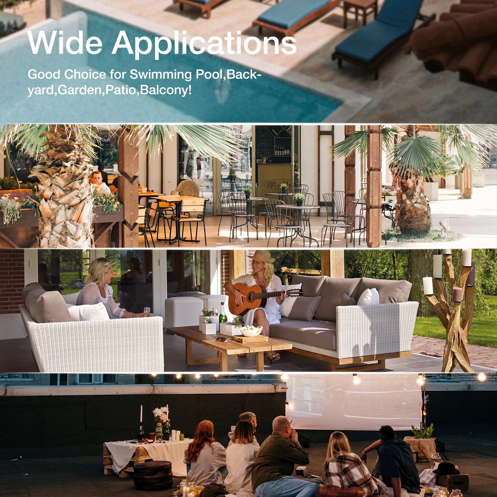 EURO SAKURA 3 PCS Outdoor Wicker Swivel Rocker Patio Set,360 Degree Swivel Rocking Rattan Chairs Patio Wicker Bistro Sets