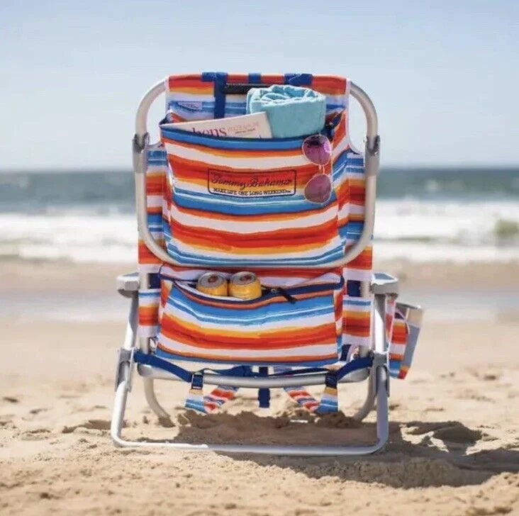 Tommy Bahama Backpack Folding Beach Chair - orange stripes - 2pack
