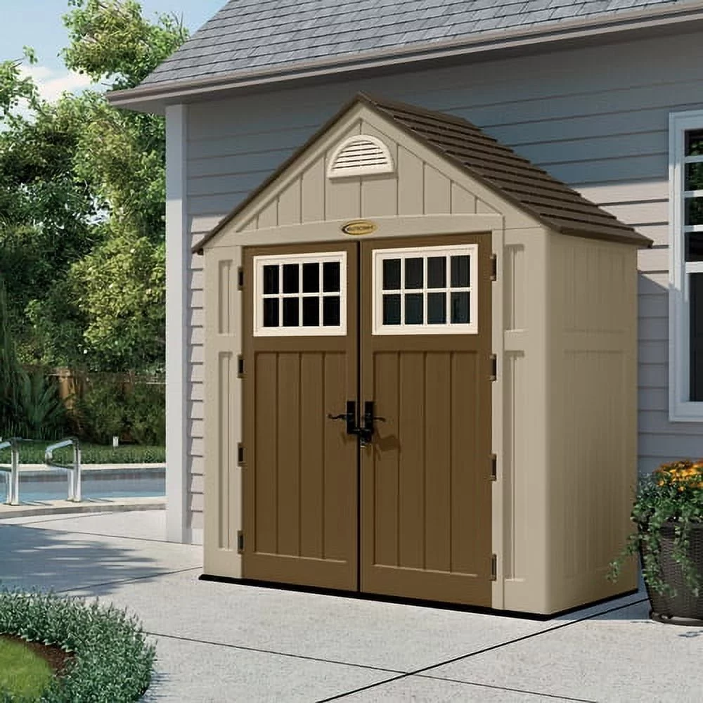 Suncast 7.5' x 3.5' Resin Alpine Shed BMS7300D, Taupe