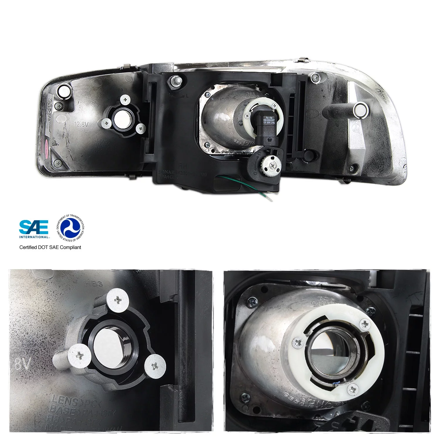 AKKON - For 99-06 GMC Sierra 1500 2500HD 3500 C3 Yukon XL Chrome LED Tube Projector Headlights + LED Bumper Lamp Pair