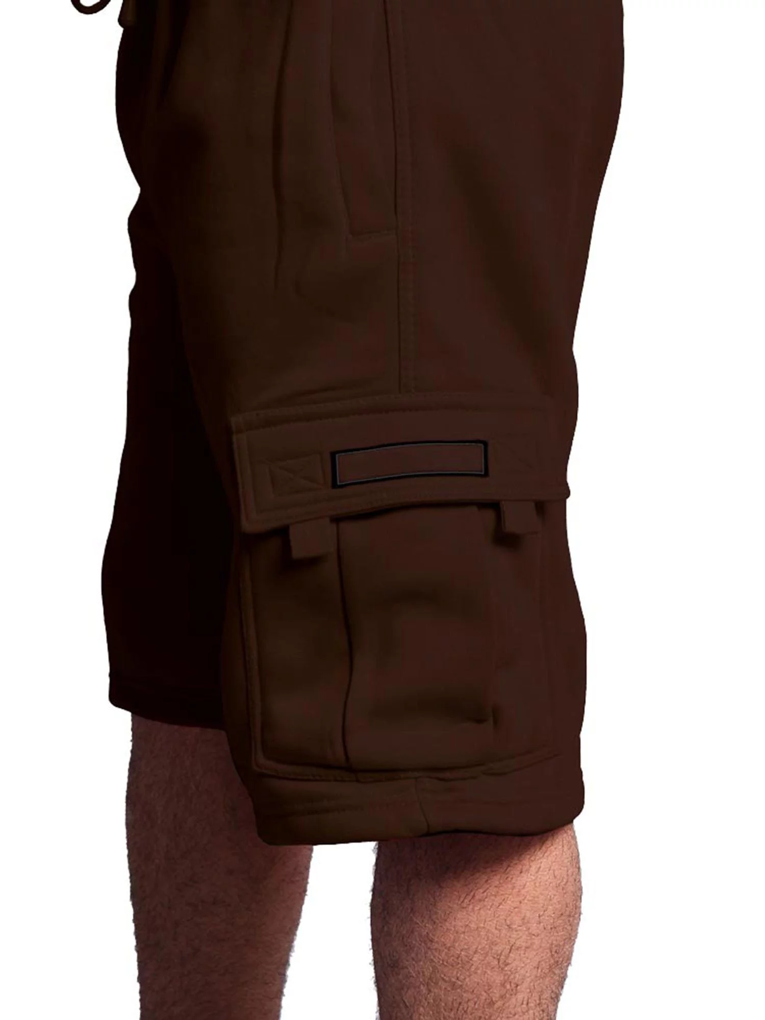 G-Style USA Men's Solid Fleece Cargo Shorts DFP1 - Brown - Medium
