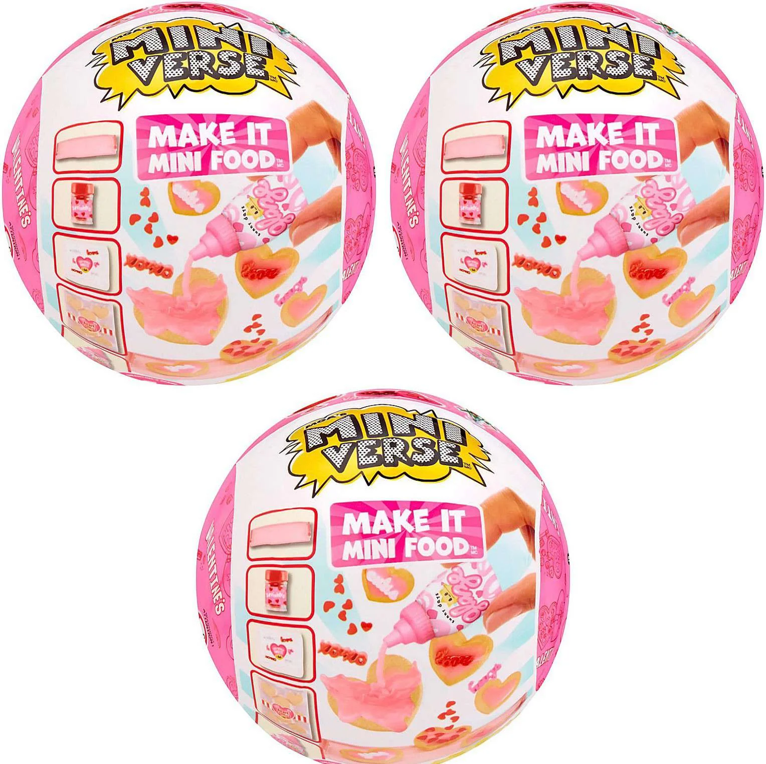 Miniverse Make It Mini DINER VALENTINE'S DAY LOT of 3 Mystery Packs