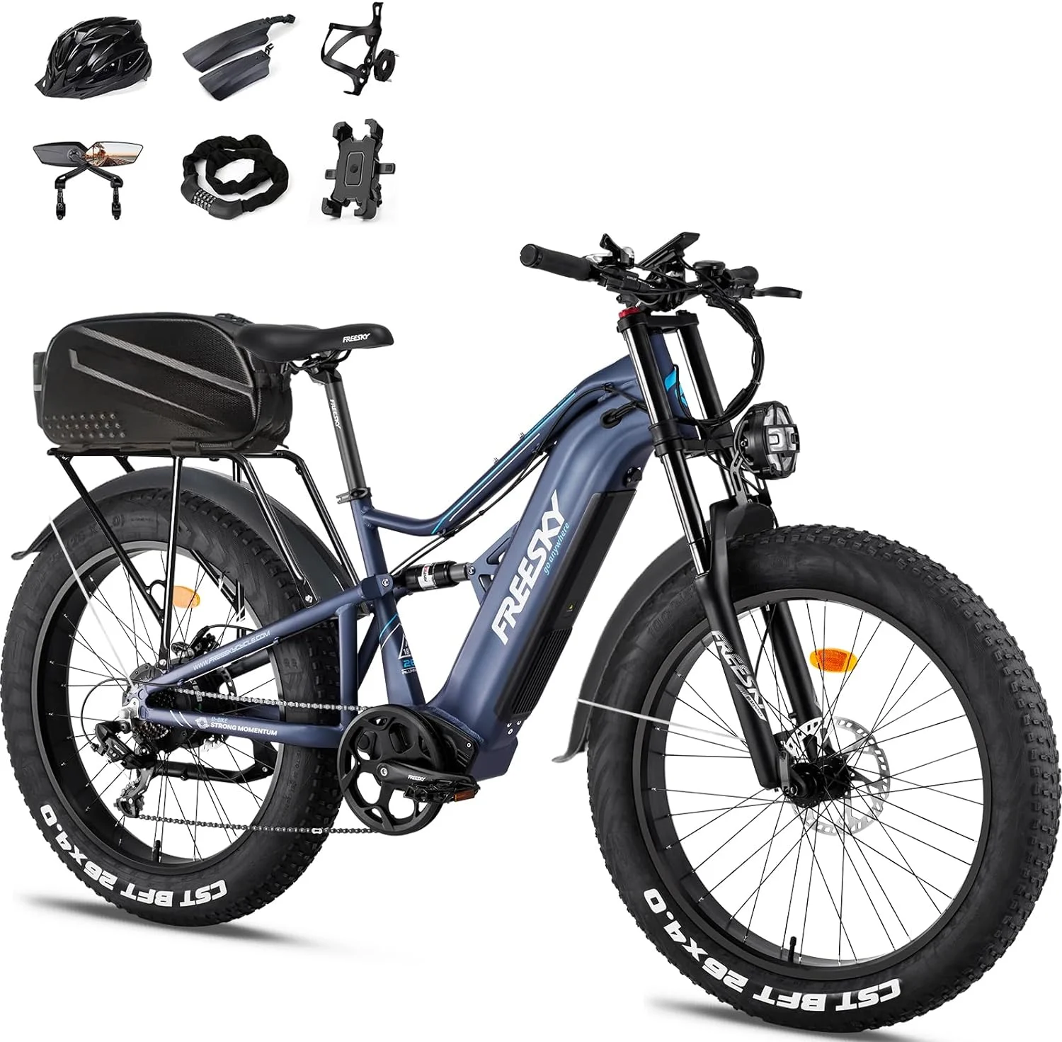 FREESKY Electric Bike with BAFANG Motor, 48V 25Ah Samsung Cells Battery Ebike for Adults Electric Bicycles, 26