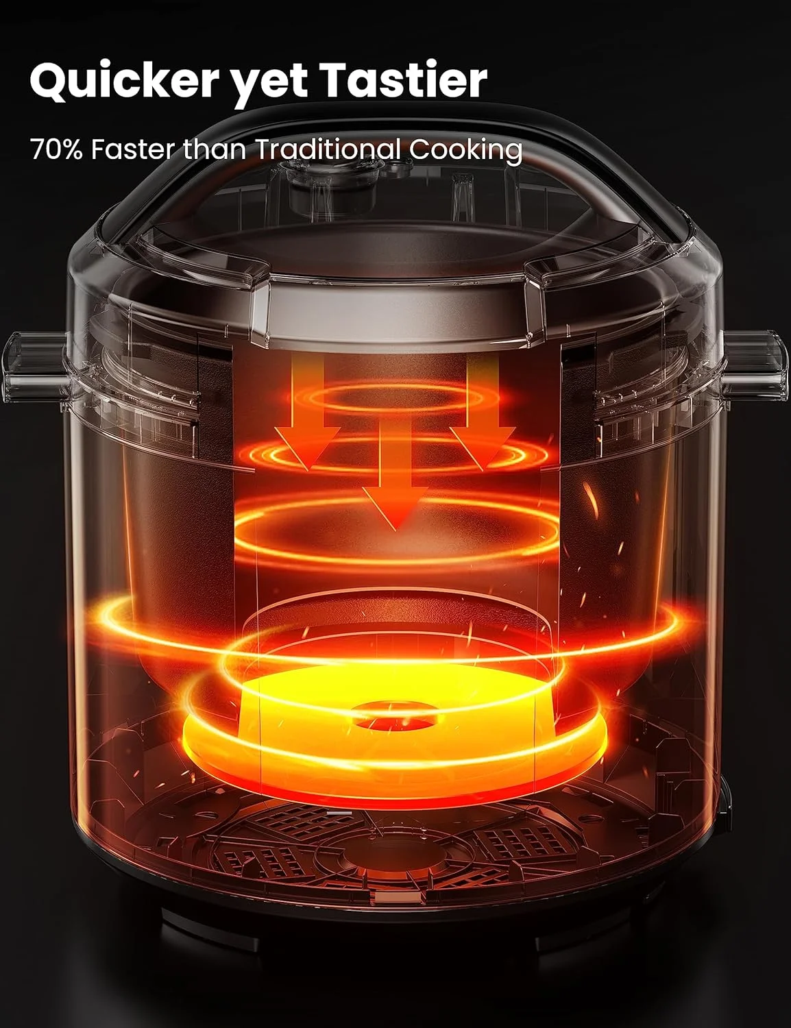 9-in-1 Electric Pressure Cooker 14 Presets Instant Multi Cooker Olla de Presion Non-Stick Pot Yogurt Maker Rice Cooker Slow Cooker Sauté Steamer 6 Quarts Black, Aluminum