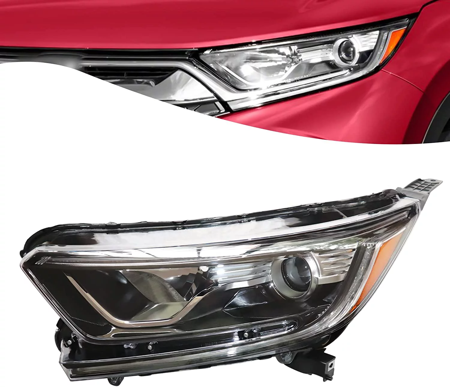 For 2017 2018 2019 2020 2021Honda CRV Headlights Assembly Halogen with LED DRL Headlamp Left Driver Headlight Black Housing Clear Lens Head light - Driver Side Headlight Only