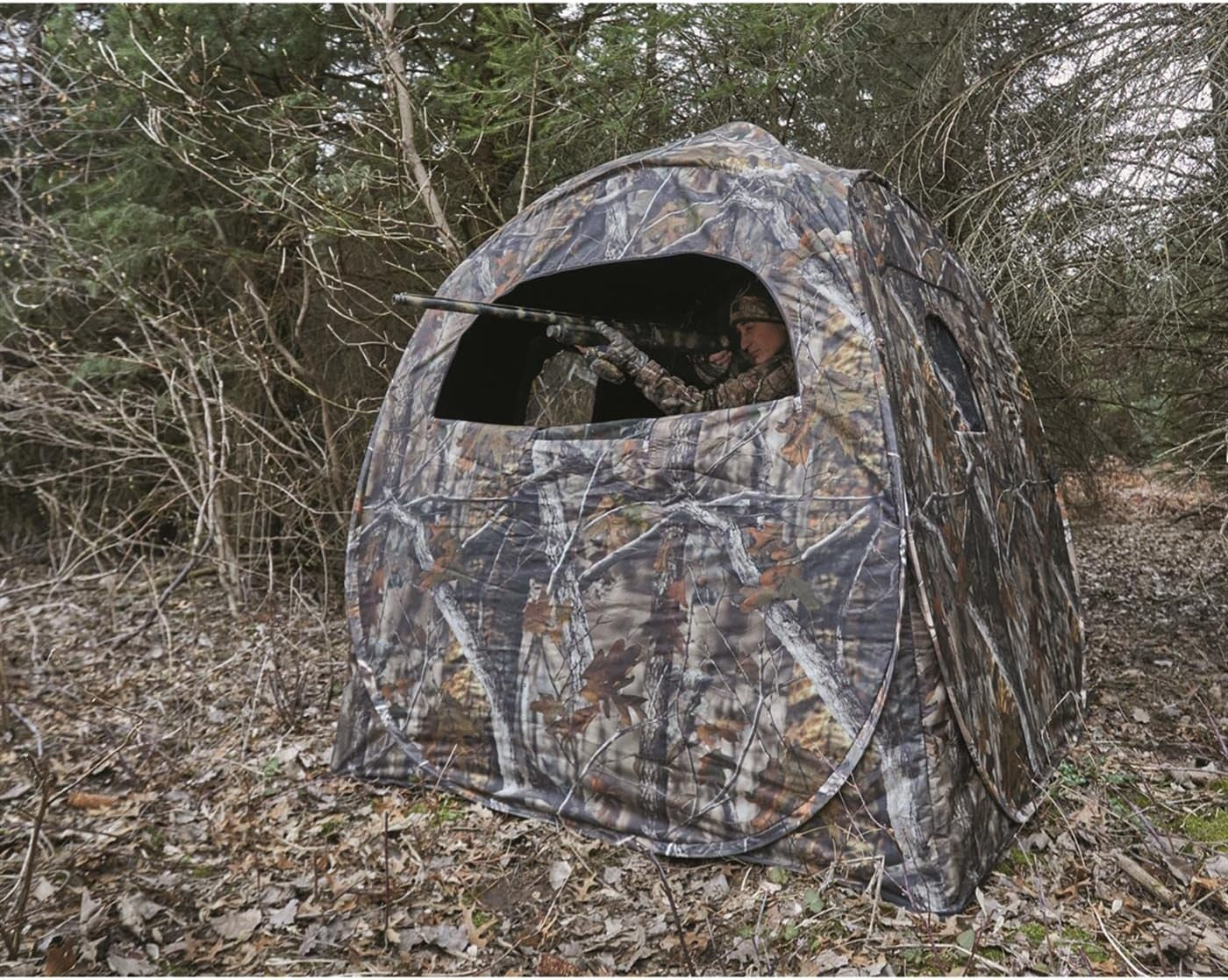 Guide Gear Deluxe Pop-Up Hunting Ground Blind, 1-2 Person Tent, Hunting Gear, Equipment, and Accessories, 4-Panel Spring Steel