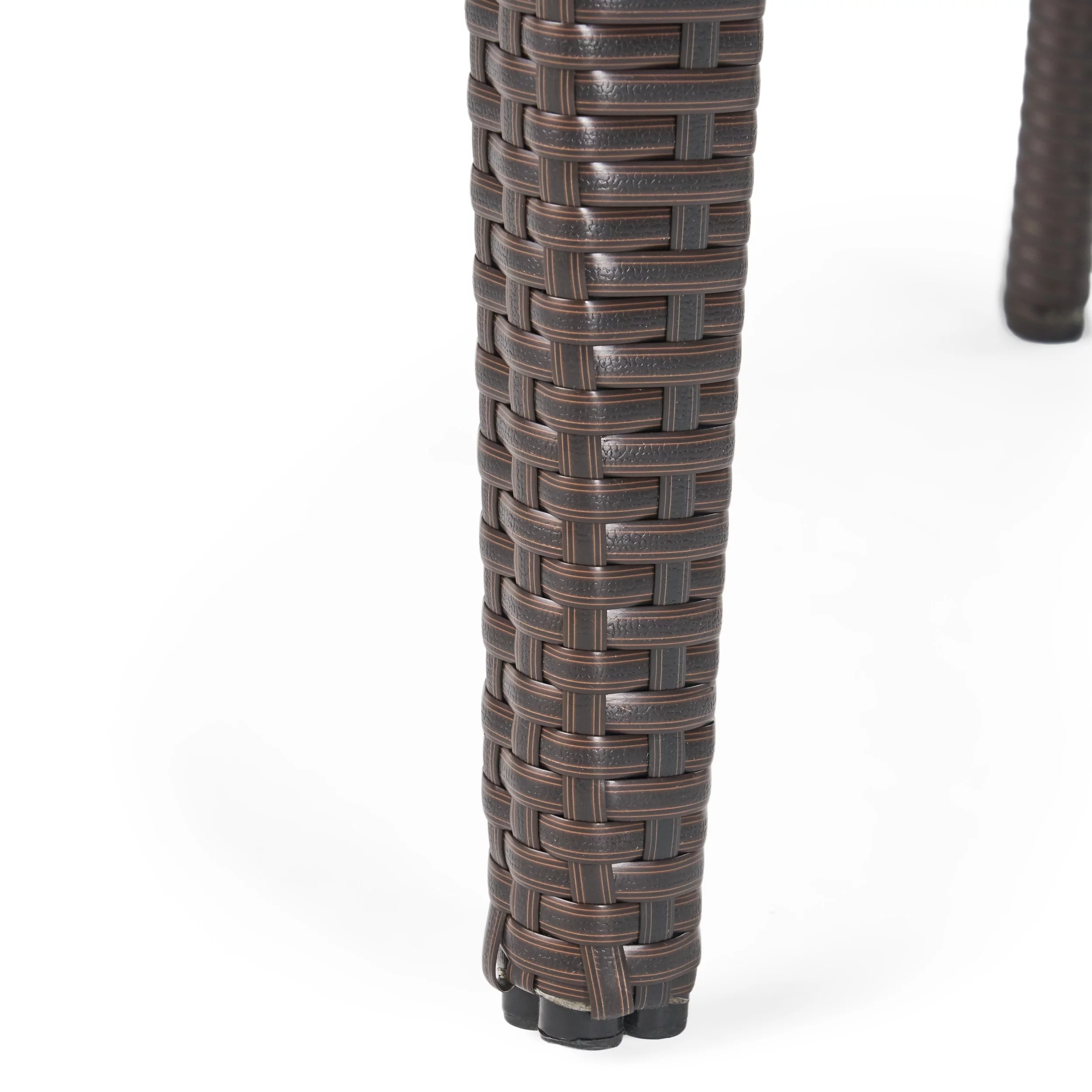 Cisneros 5-Piece Outdoor Round Glass Top Wicker Dining Set, Multi-Brown