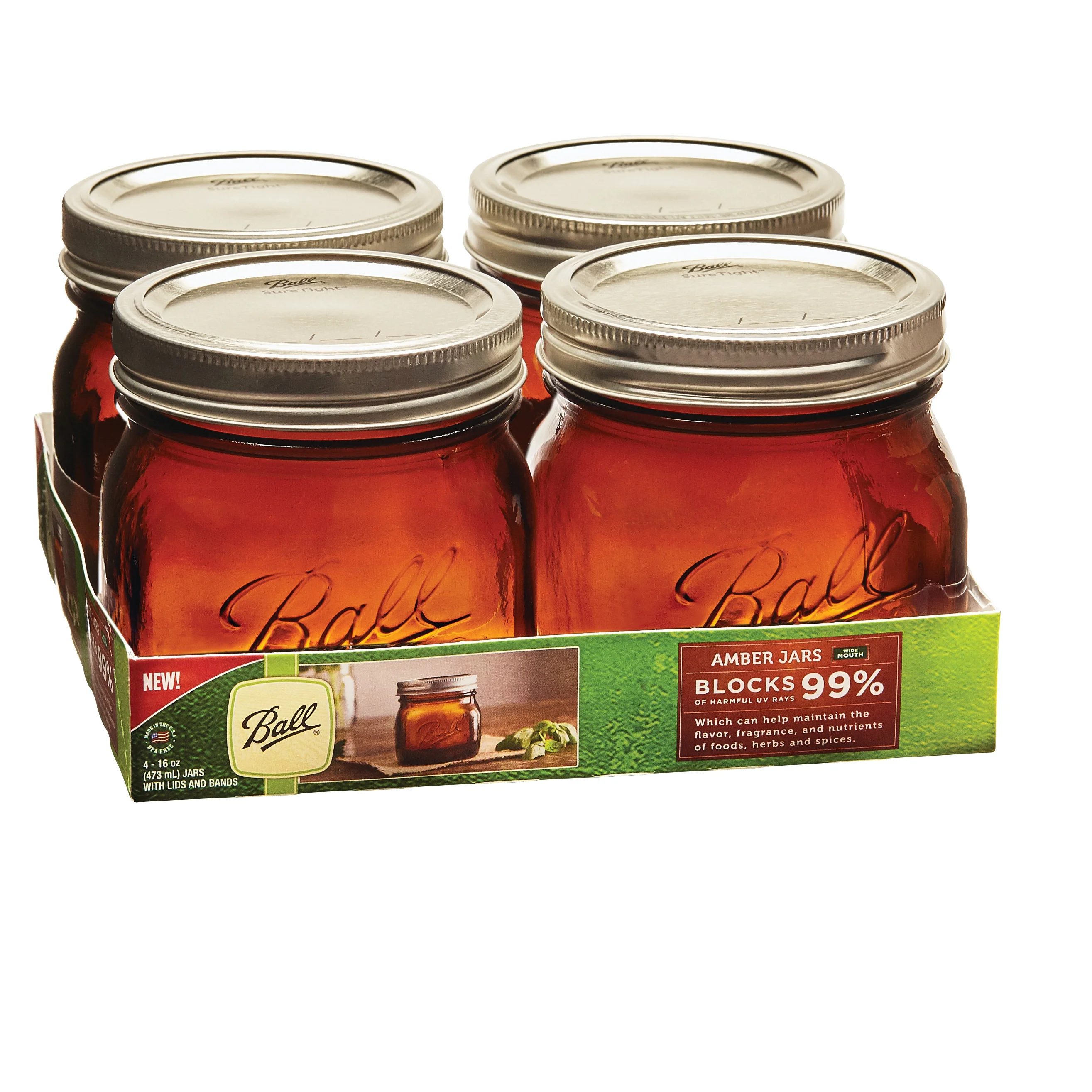 Ball Collection Elite Wide Mouth Canning Jars 1 pt 4 pk