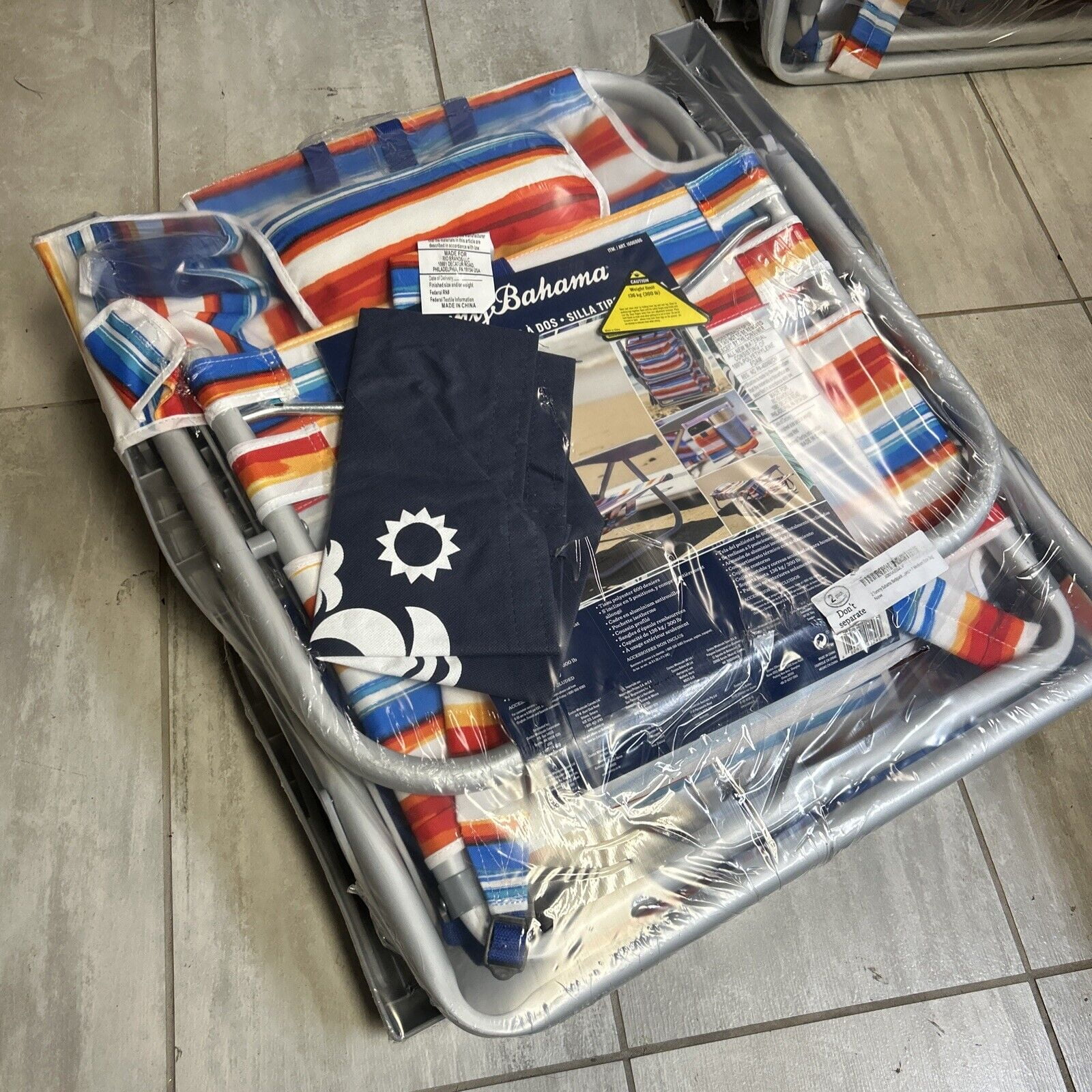 Tommy Bahama Backpack Folding Beach Chair - orange stripes - 2pack