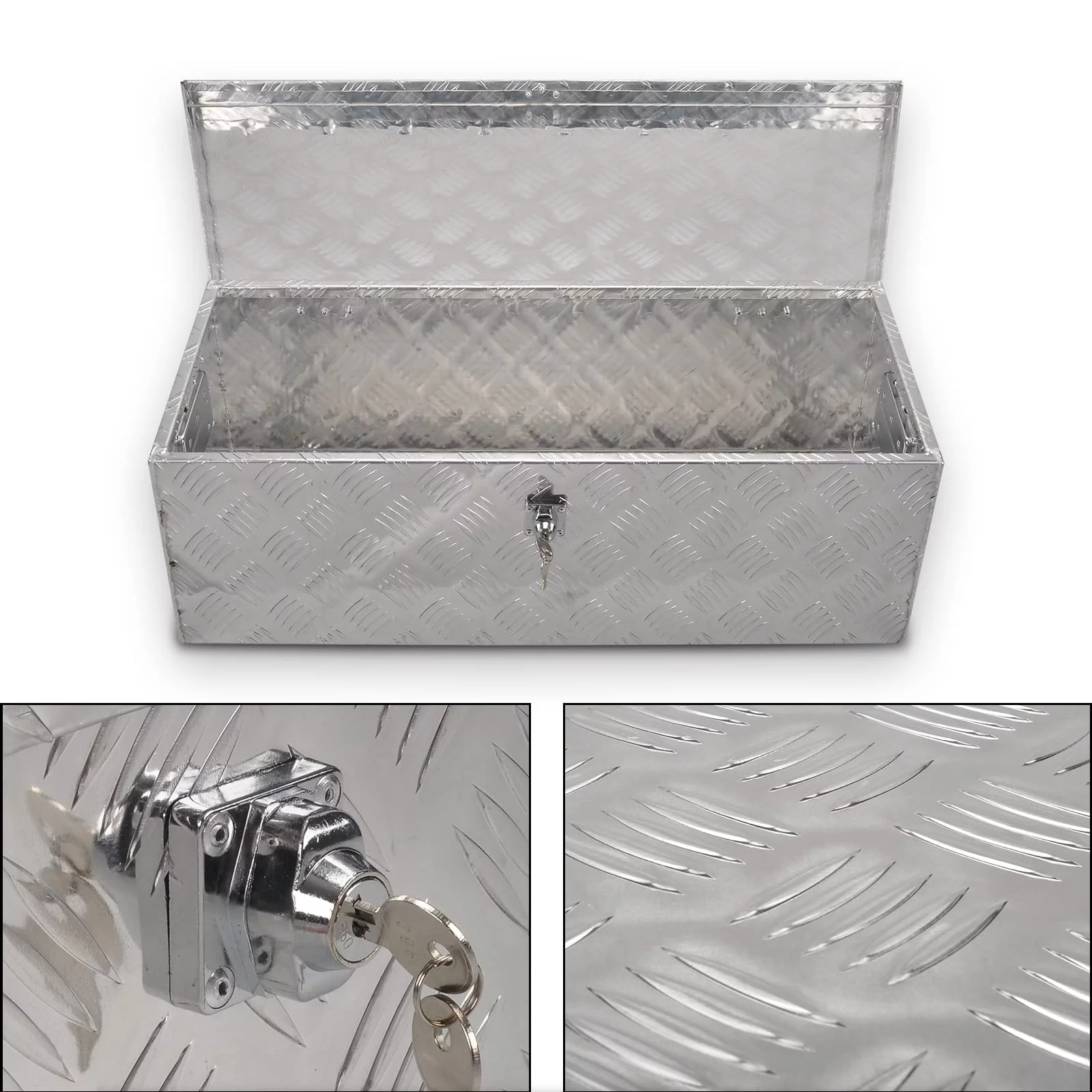 FGJQEFG 30 Inch Aluminum Trailer Tool Box Small Pick Up Truck Bed Storage Silver 30x13x10 Inch