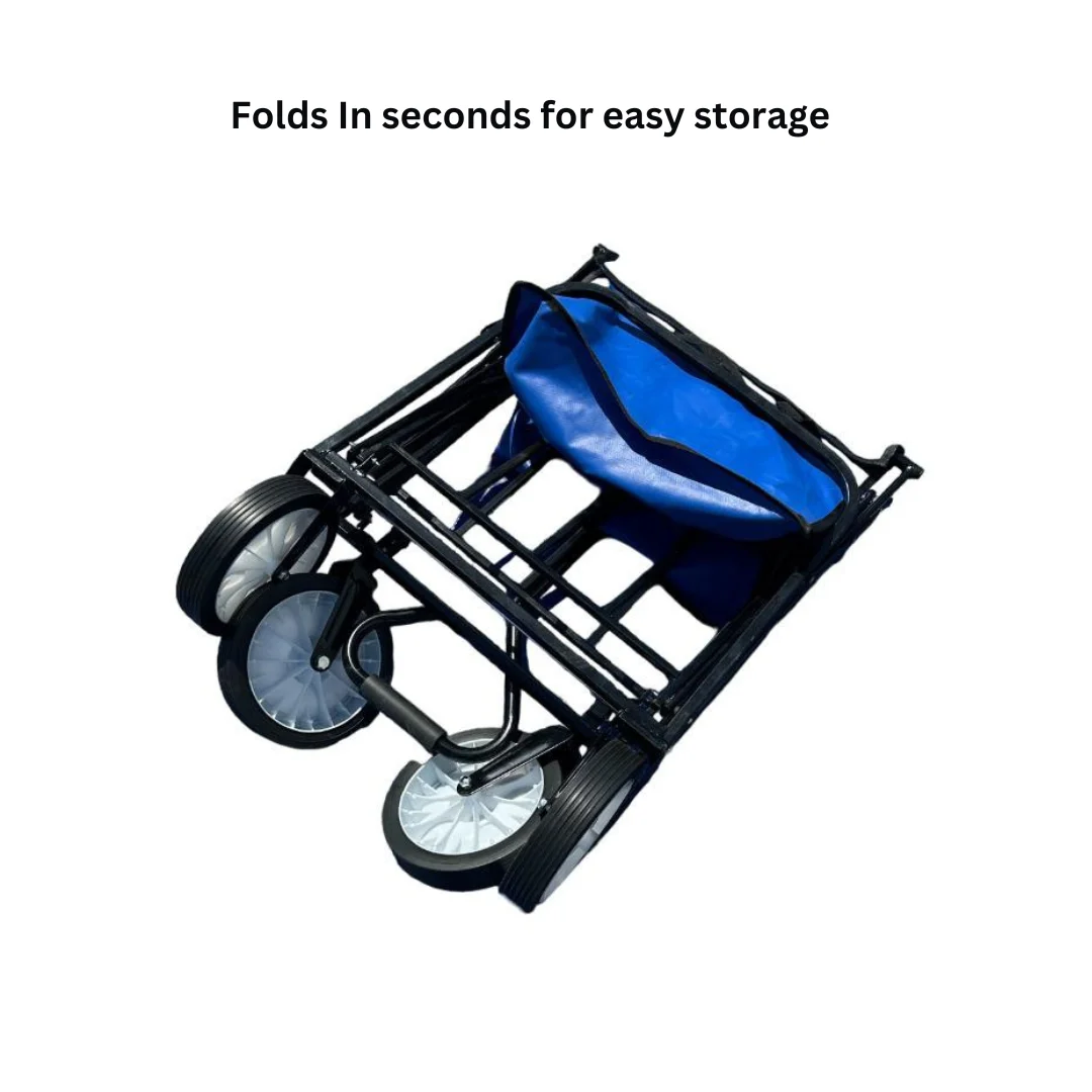 Portable Collapsible Cart with Large Wheels - Ideal for Beach, Camping, and Garden - Foldable Design