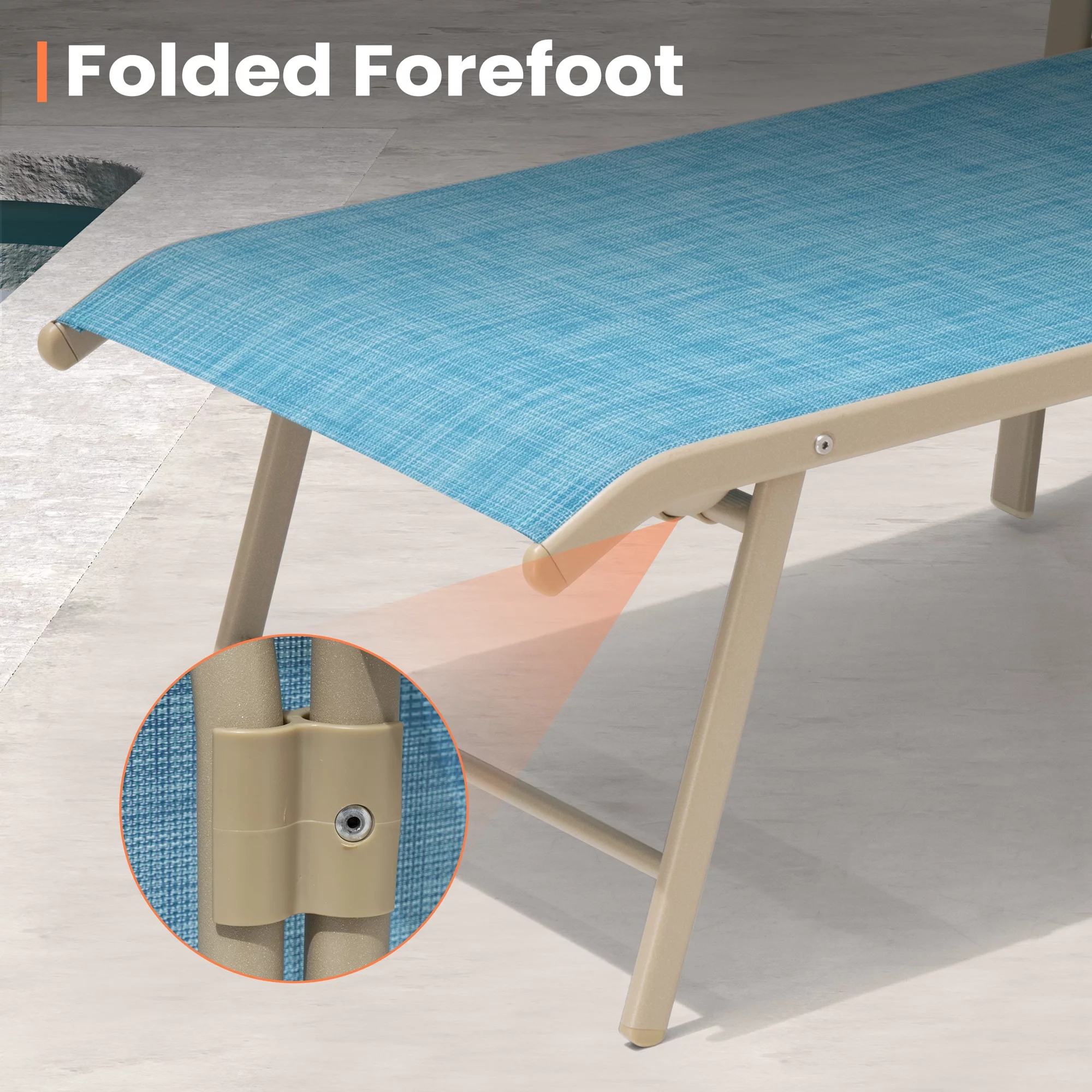 Pellebant Set of 2 Outdoor Chaise Lounge Chairs Aluminum Patio Folding Recliners ,Blue