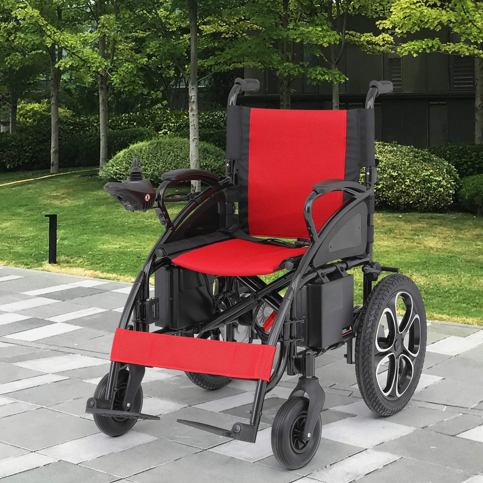Magshion Electric Wheelchair for Adults Intelligent Power Wheelchairs Foldable w/Manual Brake, 12 Miles Long Travel Range, Red
