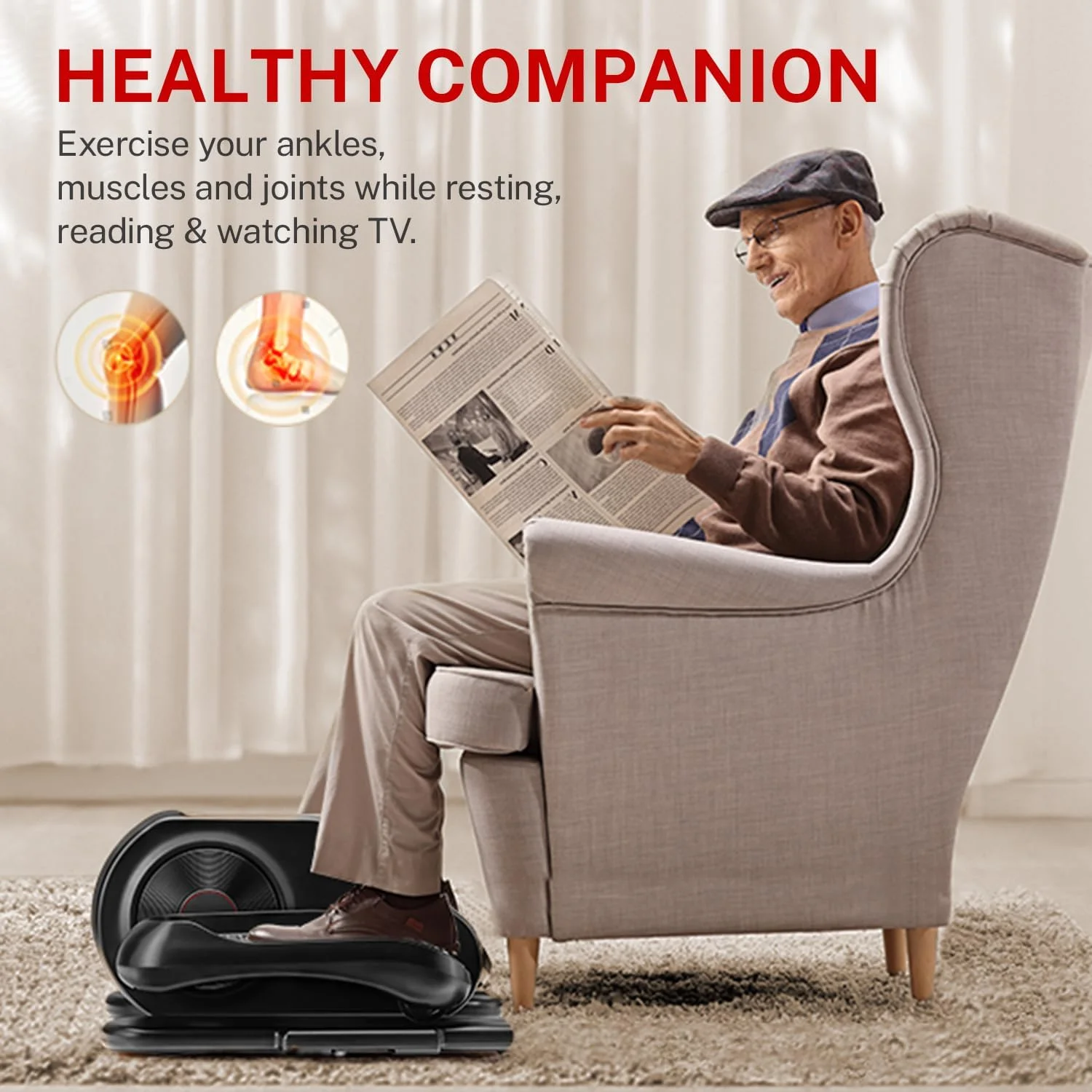 Under Desk Elliptical Machine, 12 Level Magnetic Resistance, Forward & Reverse Direction, Manual & Electric Mode, Leg Exerciser for Seniors Healthy