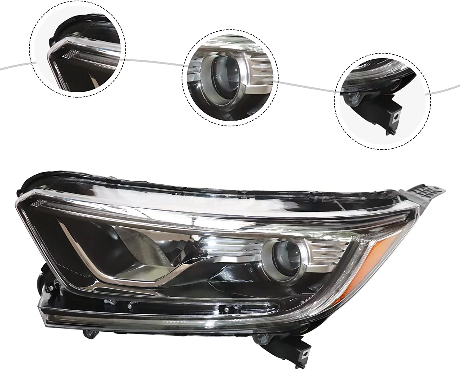For 2017 2018 2019 2020 2021Honda CRV Headlights Assembly Halogen with LED DRL Headlamp Left Driver Headlight Black Housing Clear Lens Head light - Driver Side Headlight Only