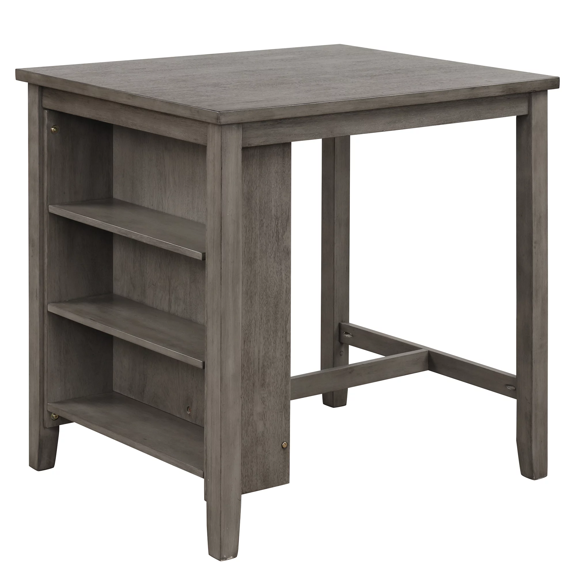 Churanty 3 Piece Wood Dining Table Set for 2,Kitchen Table with Storage Shelf and 2 Padded Counter Height Dining Chairs for Small Place, Gray