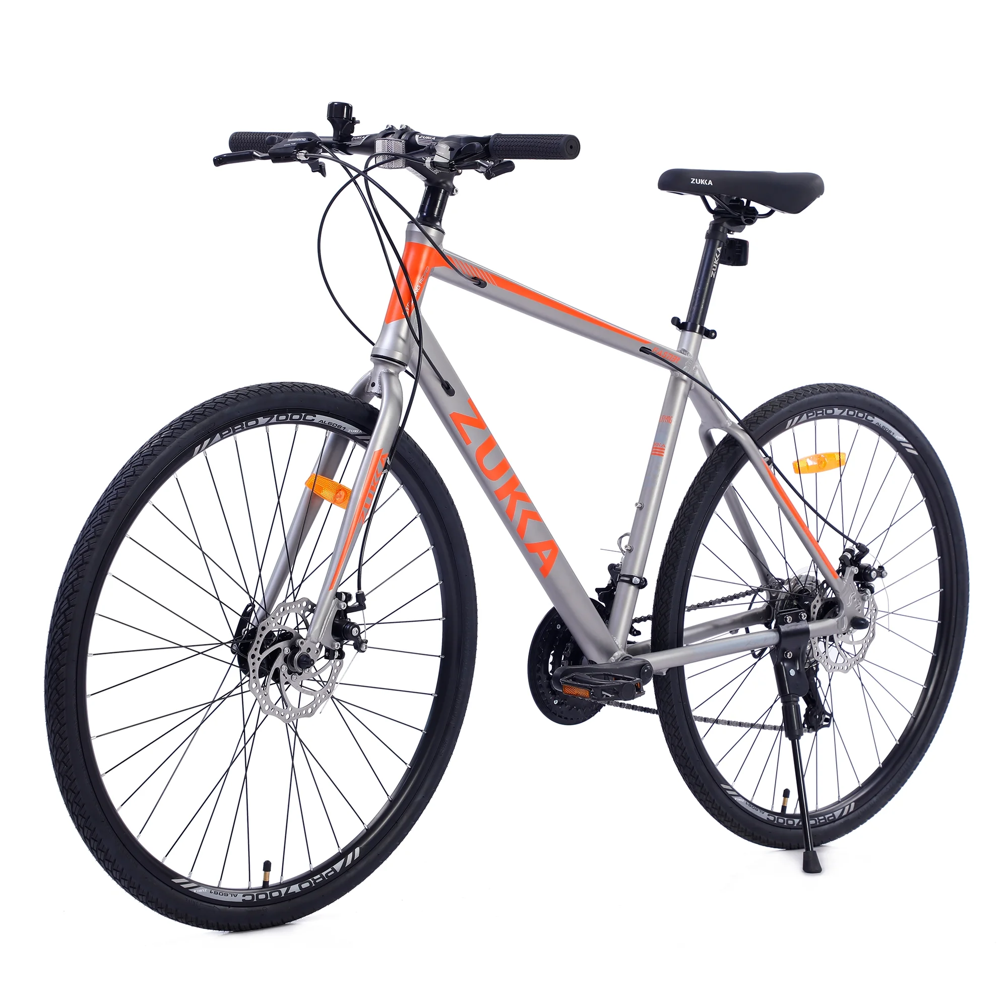 28 inch Hybrid Bike Men, Road Bike with Shimano 21 Speed, 700C Wheels, Comfort Adult Bicycle with Dual Disc Brake, 21'' Lightweight Aluminium Frame, Suggested Rider 5'6