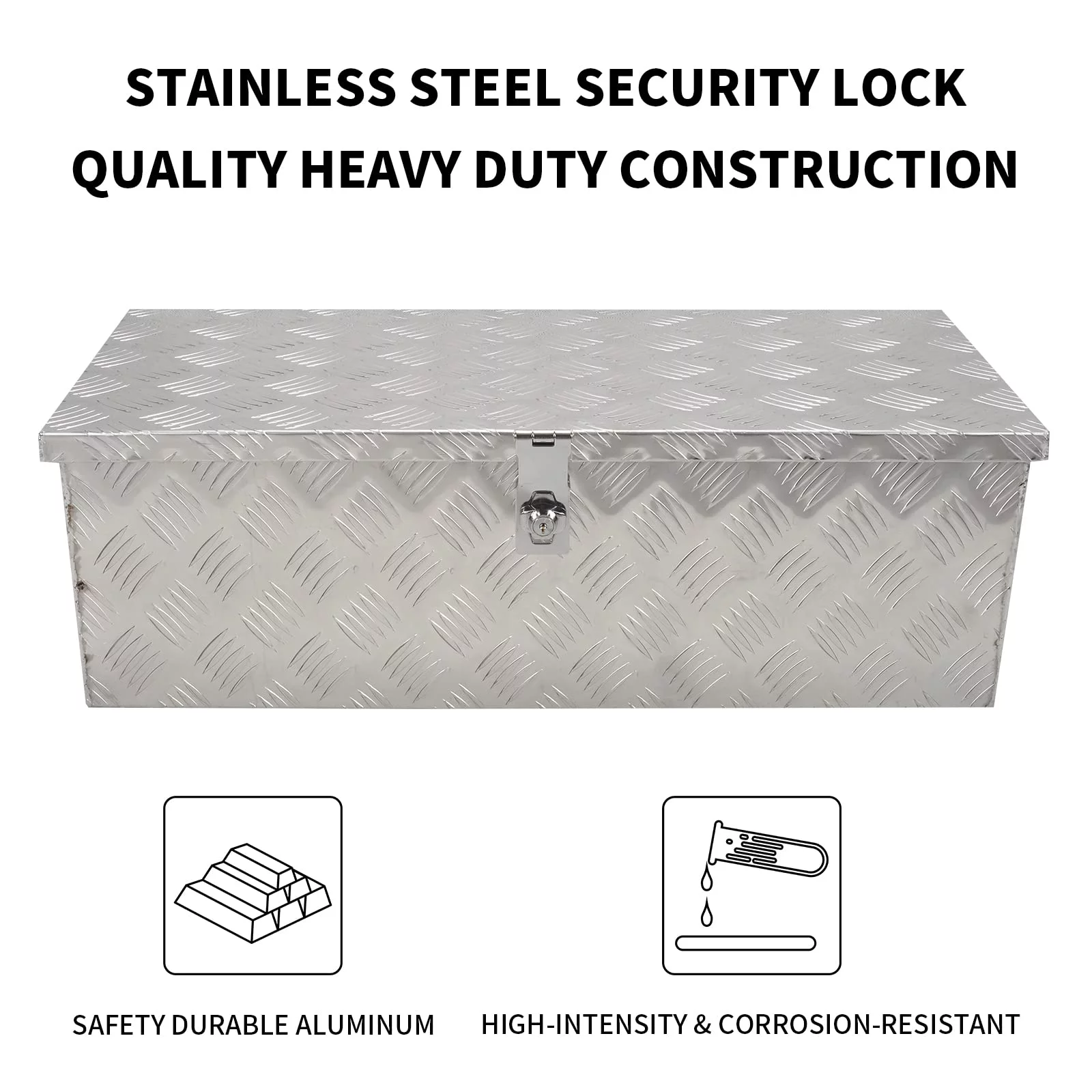 FGJQEFG 30 Inch Aluminum Trailer Tool Box Small Pick Up Truck Bed Storage Silver 30x13x10 Inch