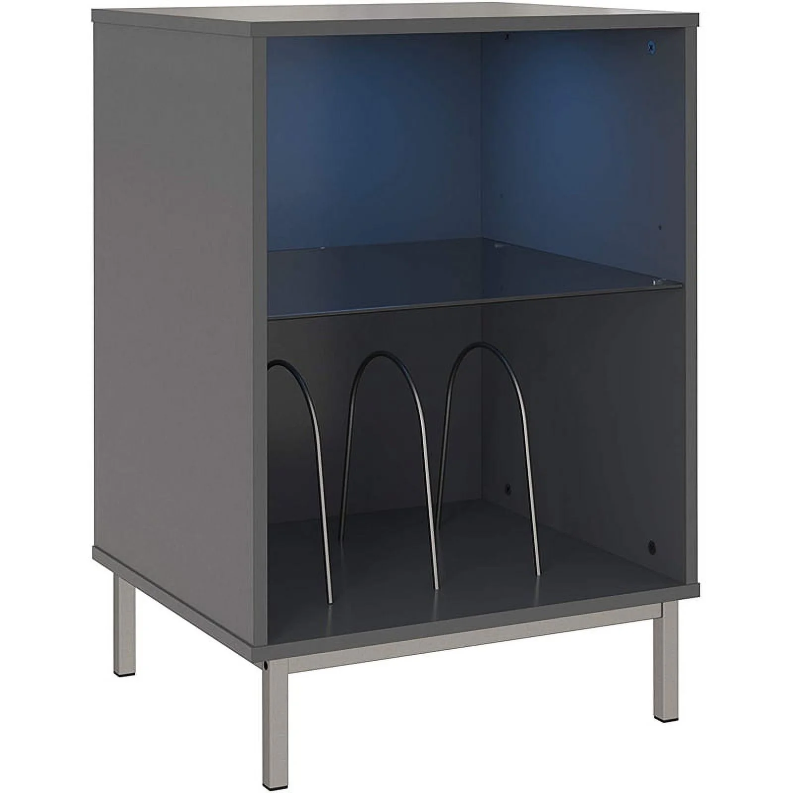 Pemberly Row Contemporary Turntable Stand in Graphite Gray