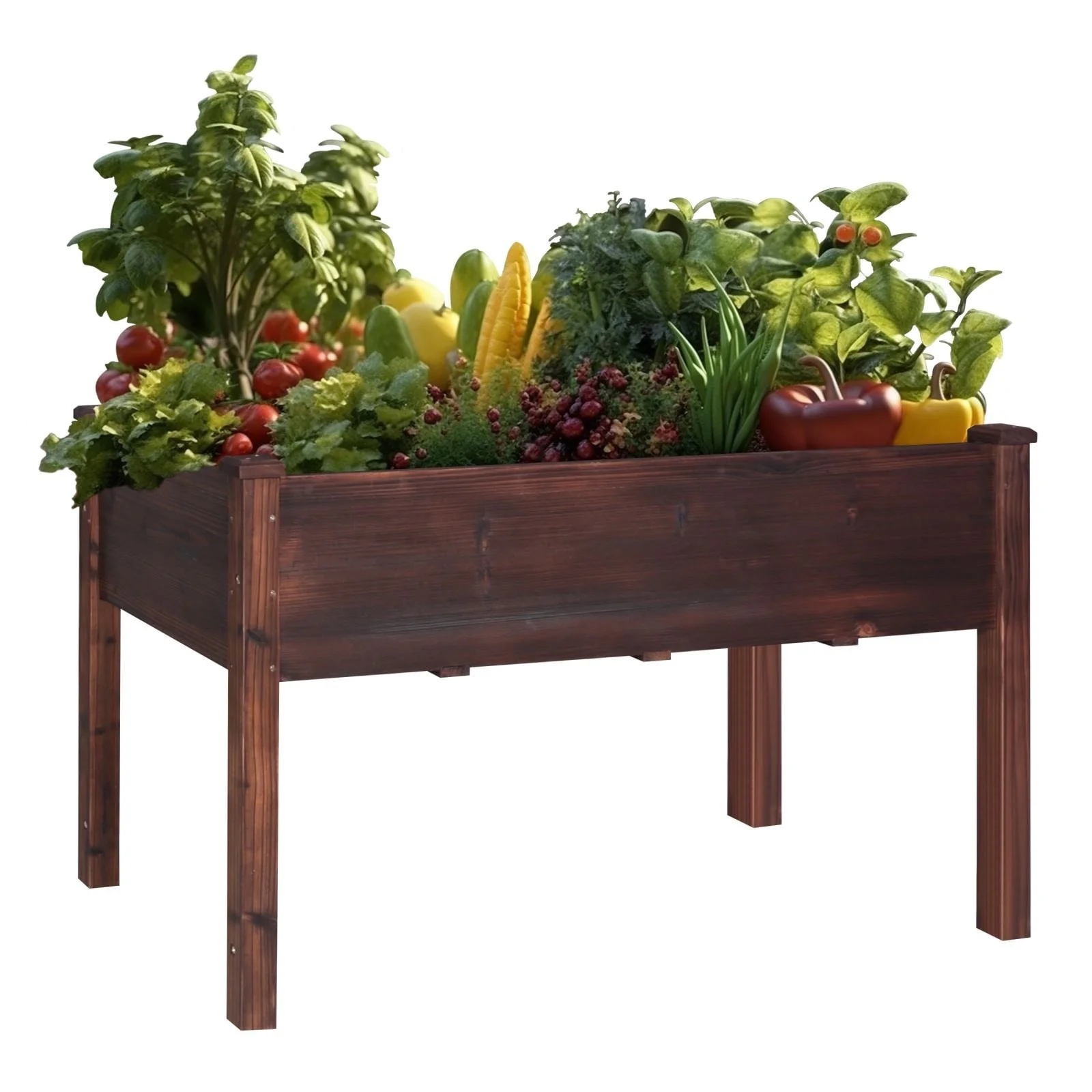 VEIKOUS  Raised Garden Bed Elevated Planter Box with Drainage Holes - 46.8''W x 22.4''D x 30.3''H Rustic