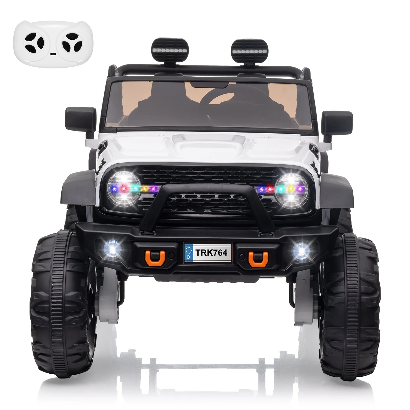2 Seats 24V Ride on Truck with Remote Control Car Toy for 3-8 Kids White