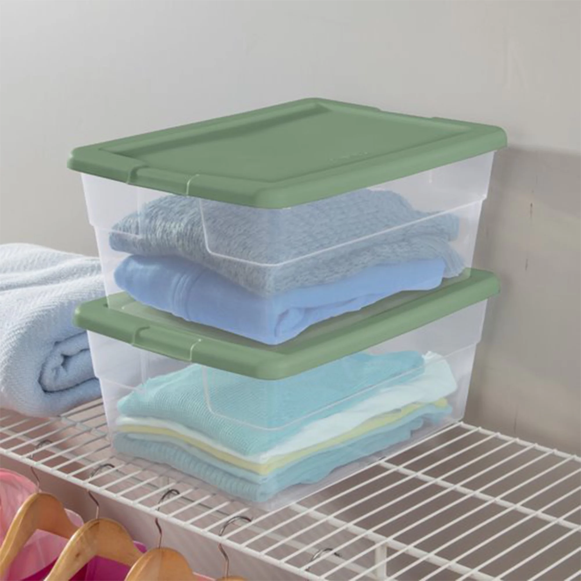 Sterilite 16 Qt Plastic Storage Tote Home Organizer Bins with Lid, (4 Pack)