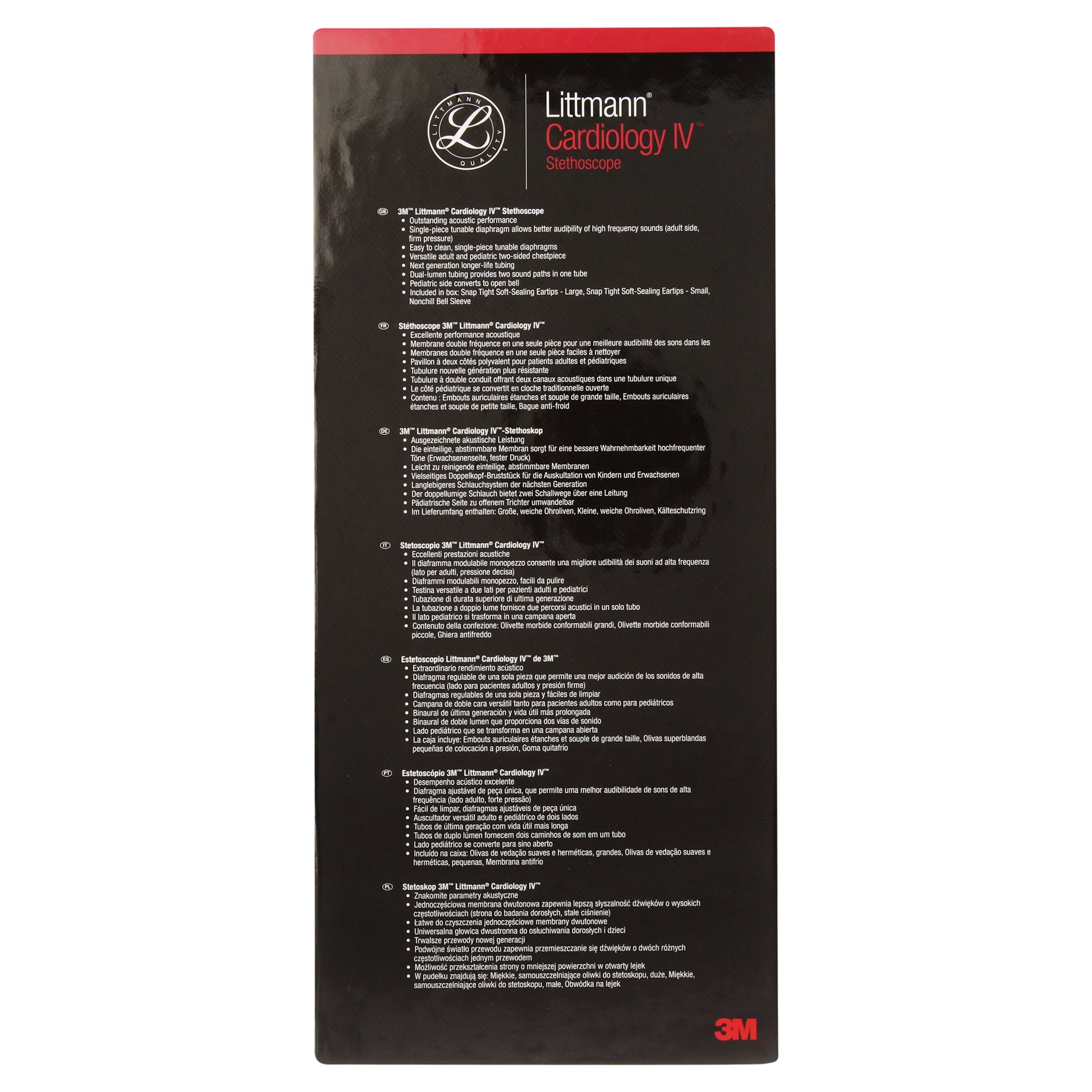 3M Littmann Cardiology IV Stethoscope, Standard-Finish Chestpiece, Raspberry Tube, Stainless Stem and Headset, 27 inch, 6158