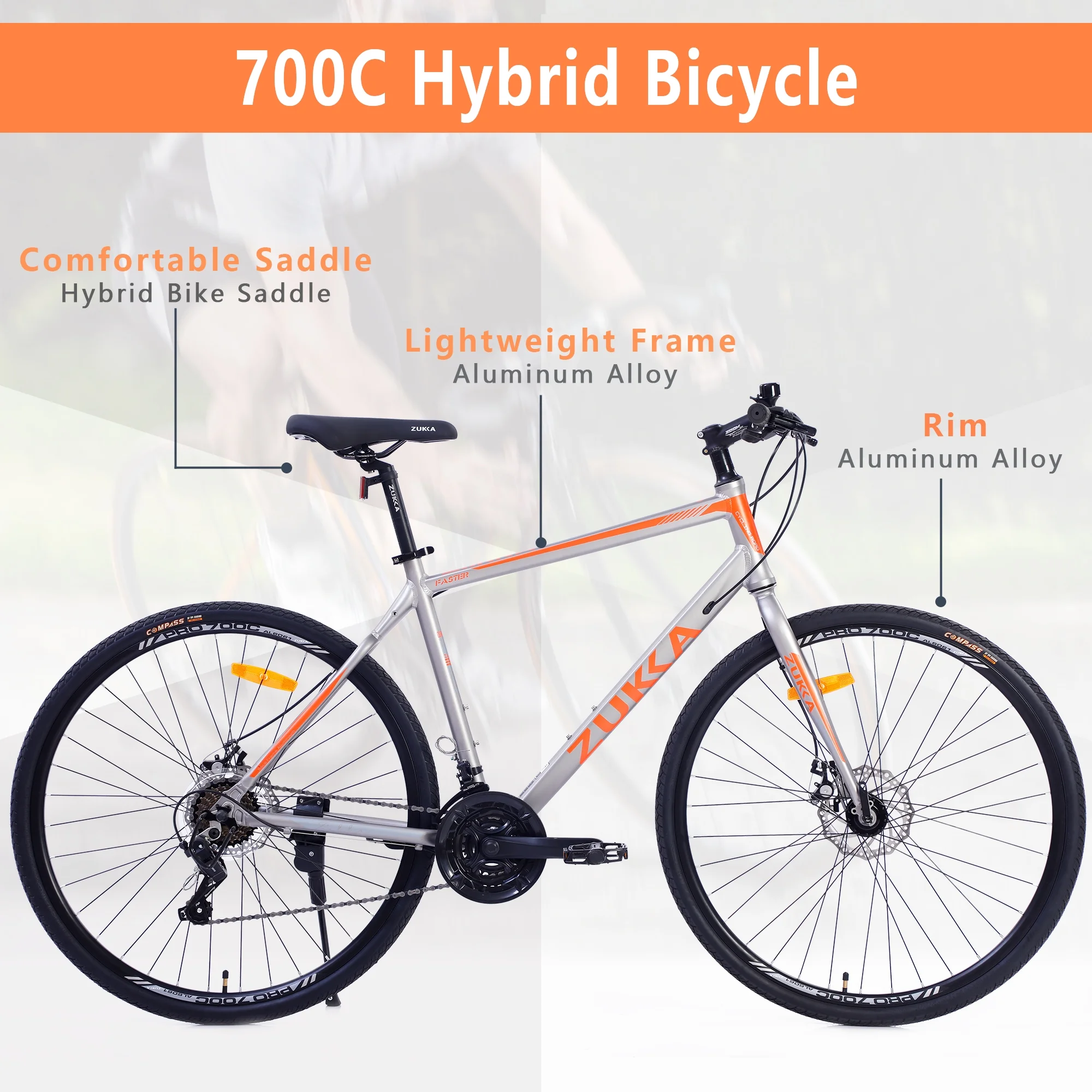 Meghna Road Bike 700C 21 Speed Aluminum Alloy Frame Bicycle for Unisex Adult Gray