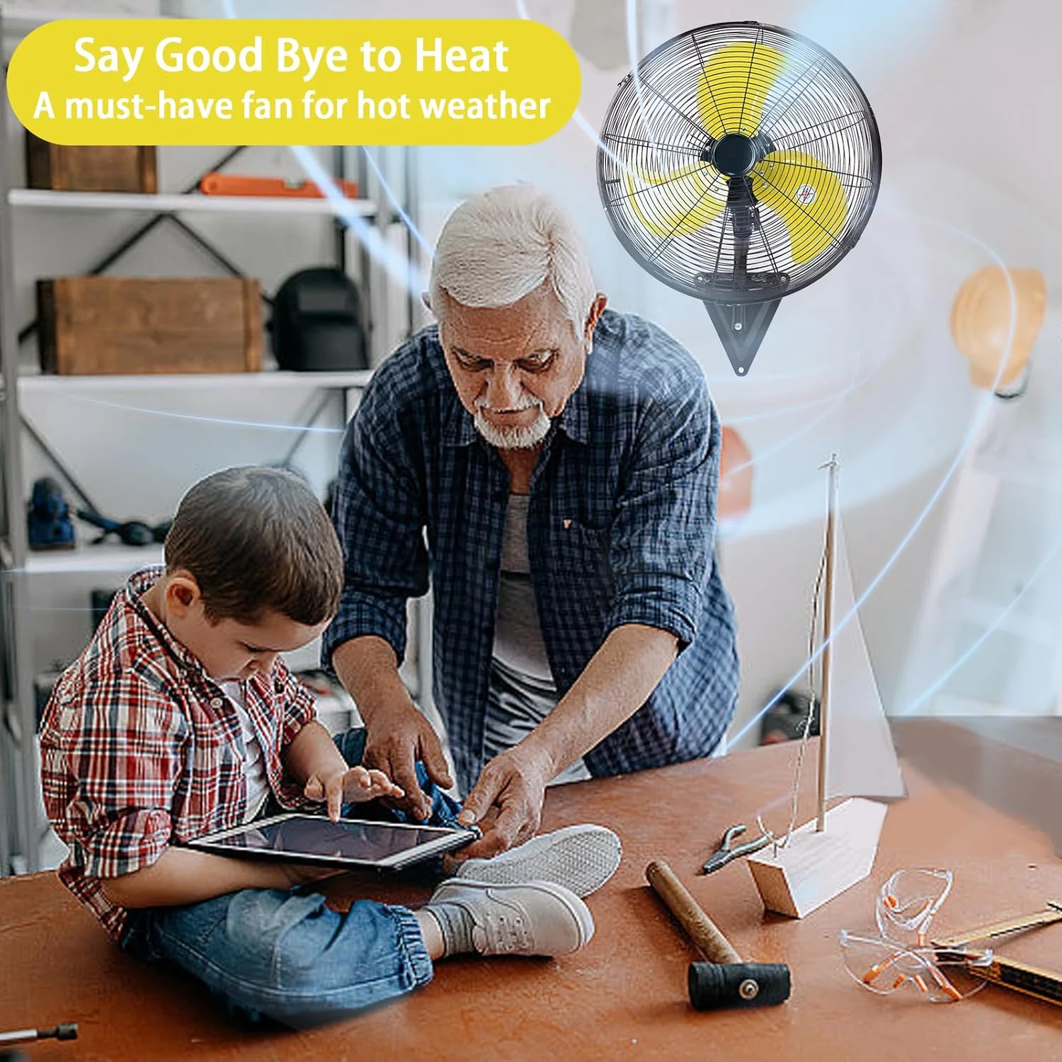 20 Inch Wall Mount Fan 3-Speed Industrial Fan High Velocity Fan,7000 CFM Outdoor Wall Fan for Commercial, Garage, Residential, Warehouse