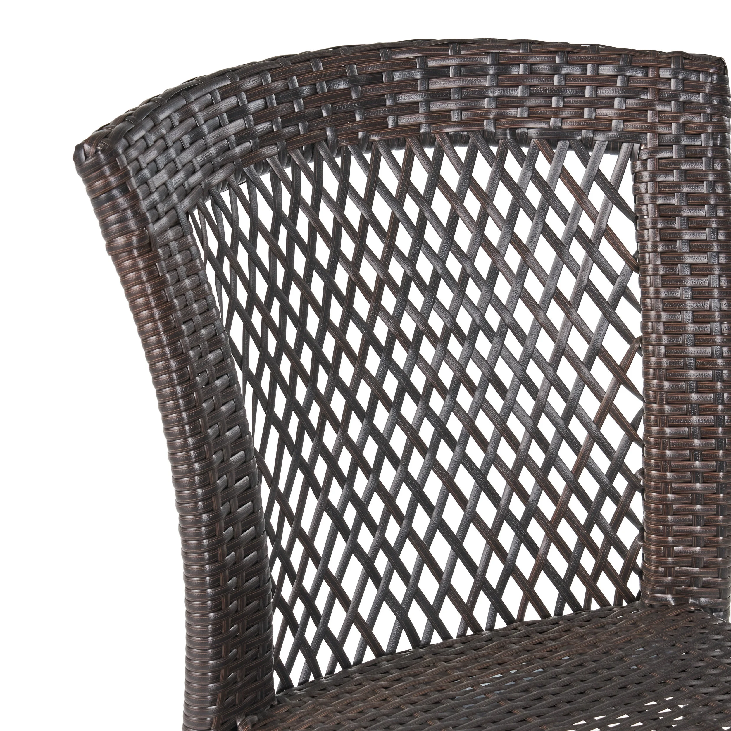 Cisneros 5-Piece Outdoor Round Glass Top Wicker Dining Set, Multi-Brown