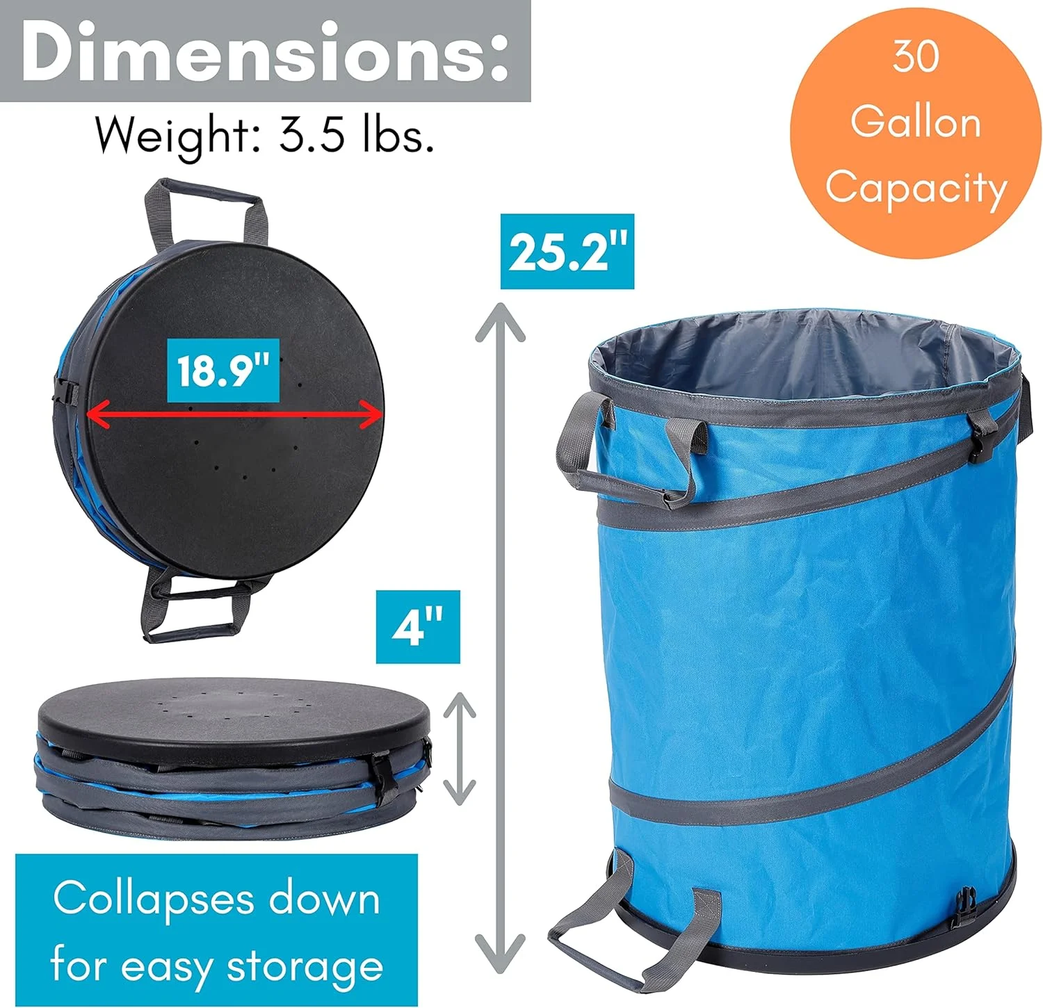 BirdRock Home 30 Gallon Collapsible Lawn and Leaf Bag - Blue