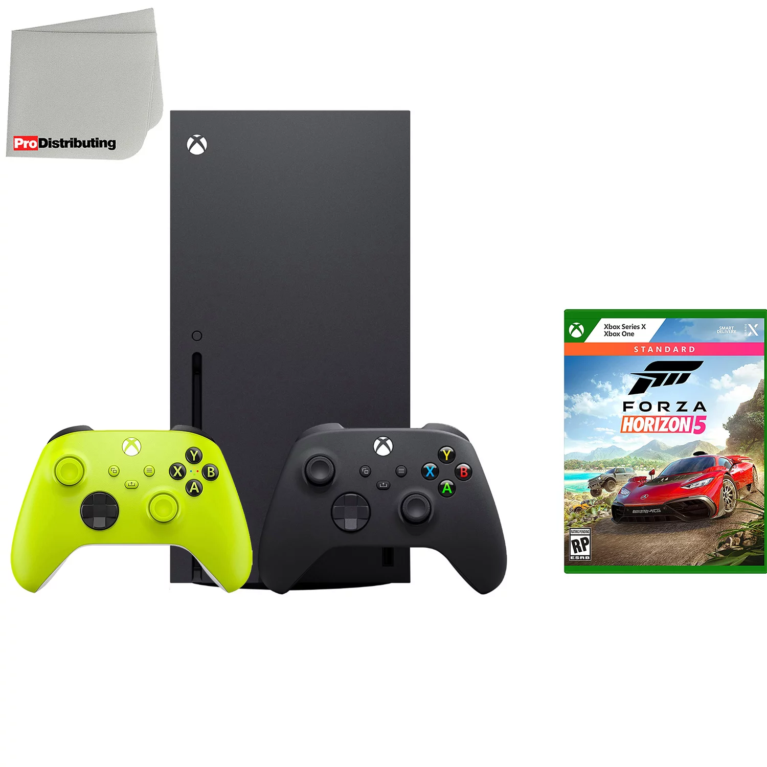 Microsoft Xbox Series X 1TB Video Game Console with Extra Wireless Controller - Electric Volt - Forza Horizon 5 Standard Edition and Microfiber Cleaning Cloth