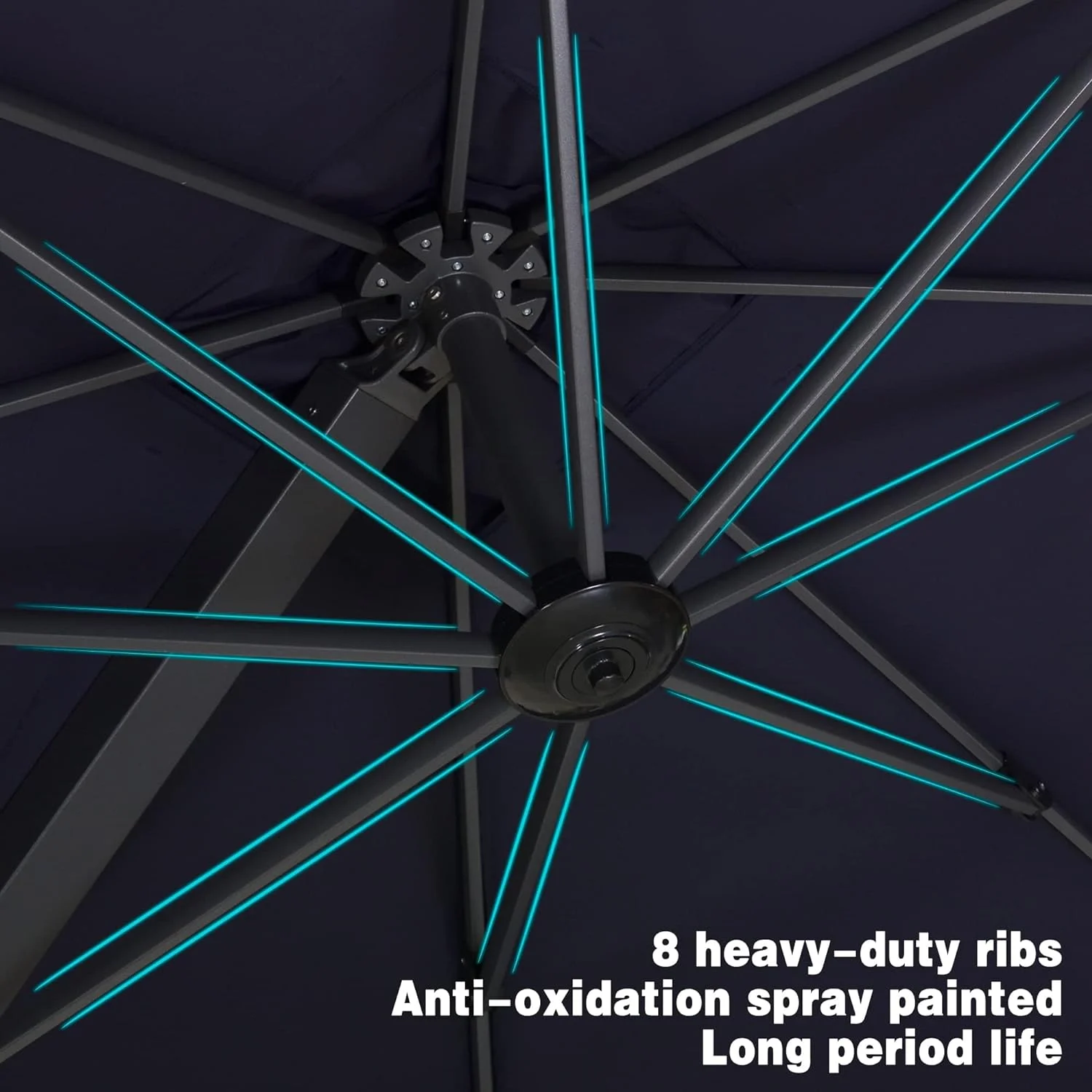 PURPLE LEAF 12 FT Square Patio Umbrella Large Outdoor Aluminum Umbrella Offset Umbrella with 360-degree Rotation Cantilever for Garden Deck Backyard Pool, Navy Blue